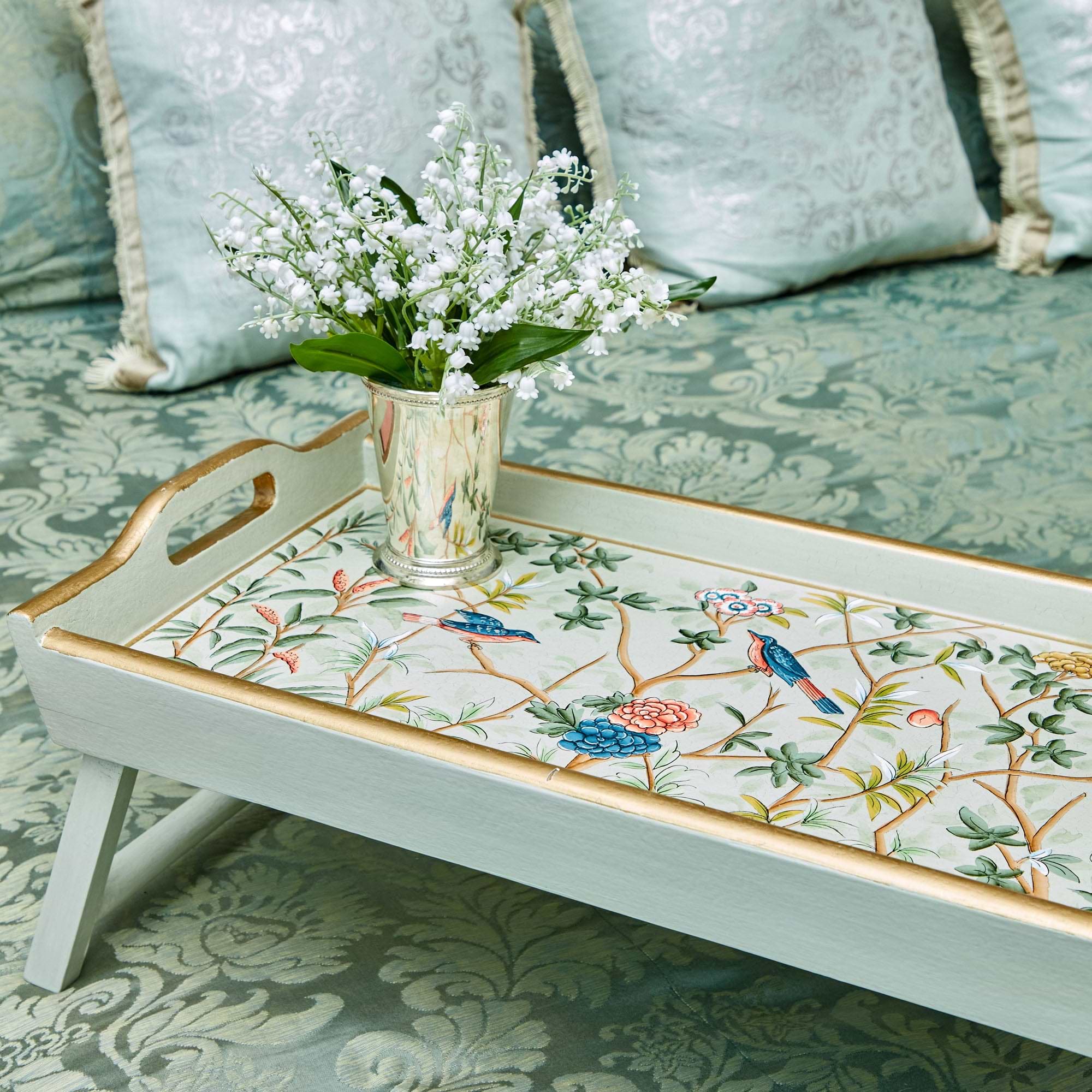 Green Chinoiserie Folding Tray