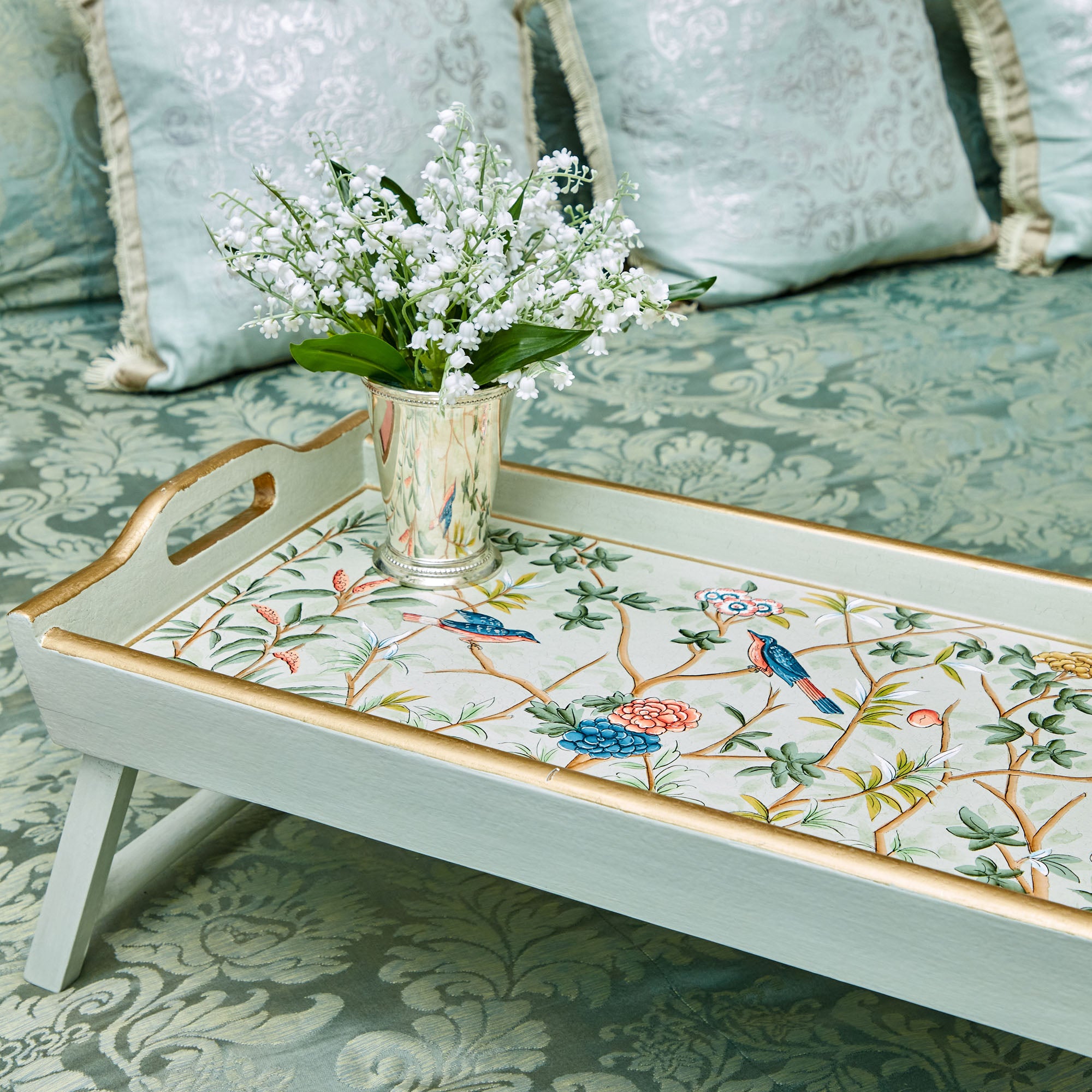 Green Chinoiserie Folding Tray