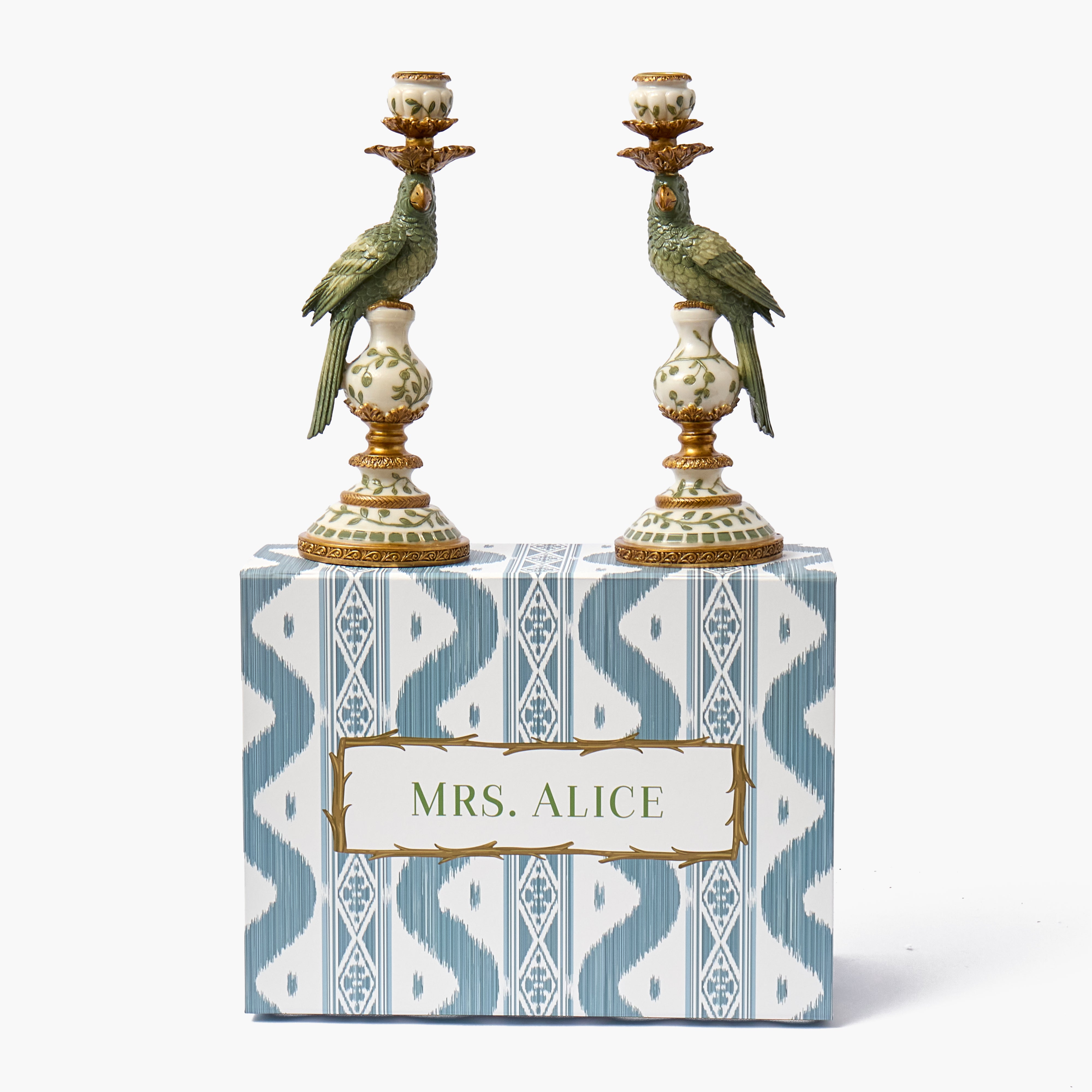 Olive Small Parrot Candle Holders (Pair)