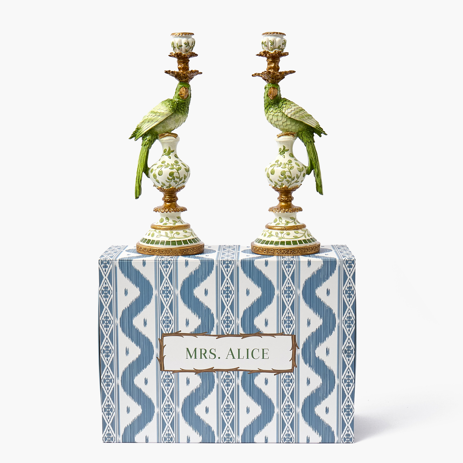 Green Parrot Candle Holder (Pair)