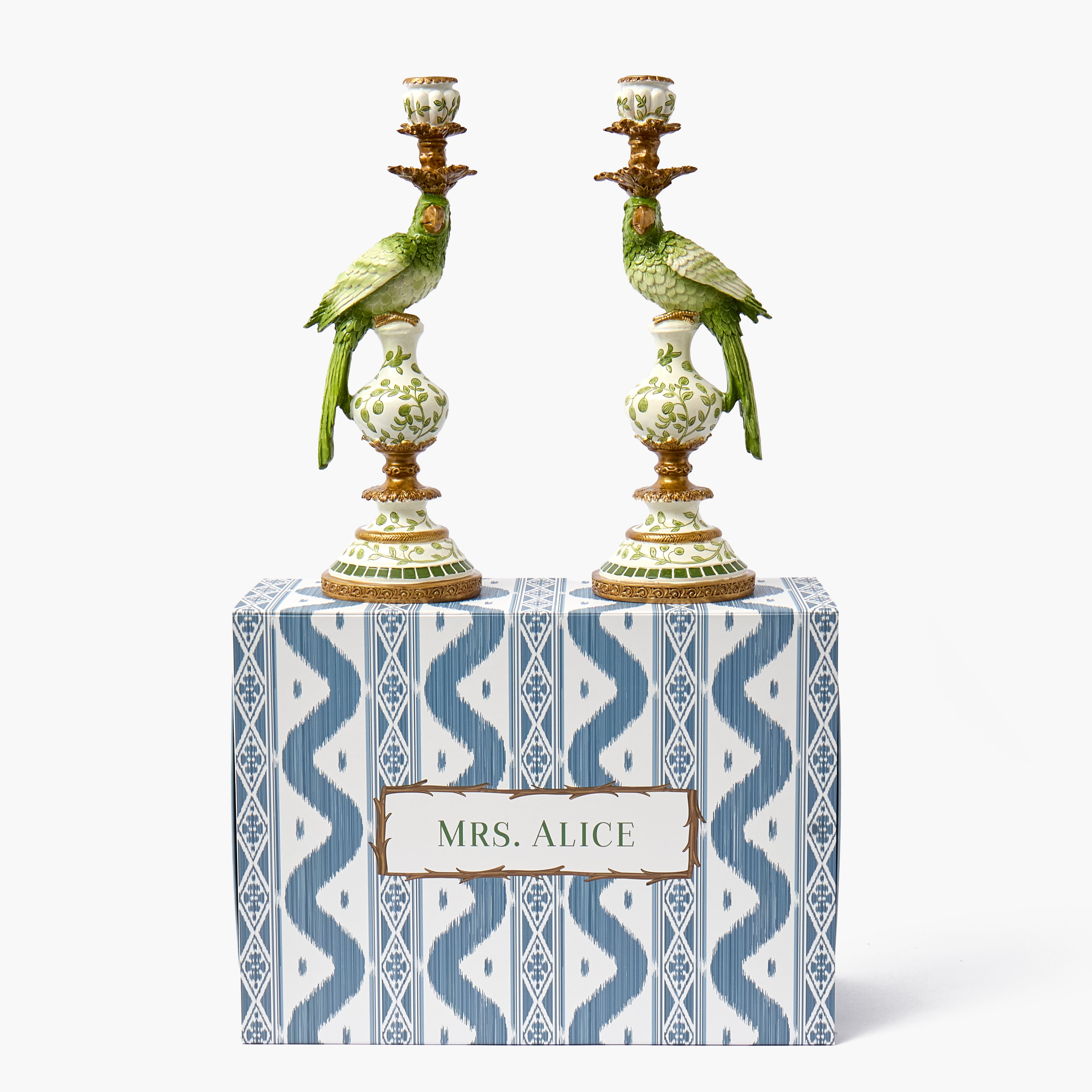 Green Parrot Candle Holder (Pair)