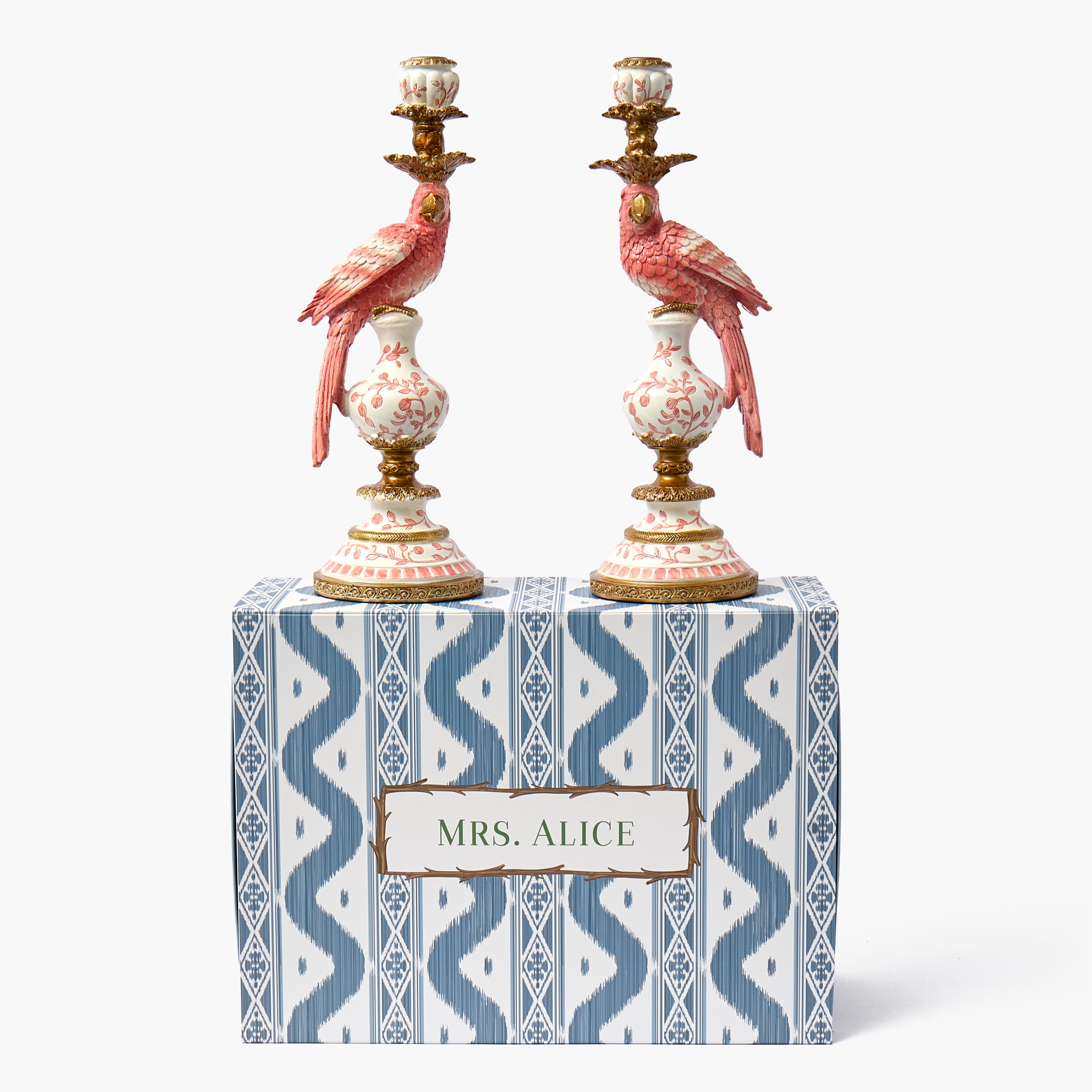 Pink Parrot Candle Holders (Pair)