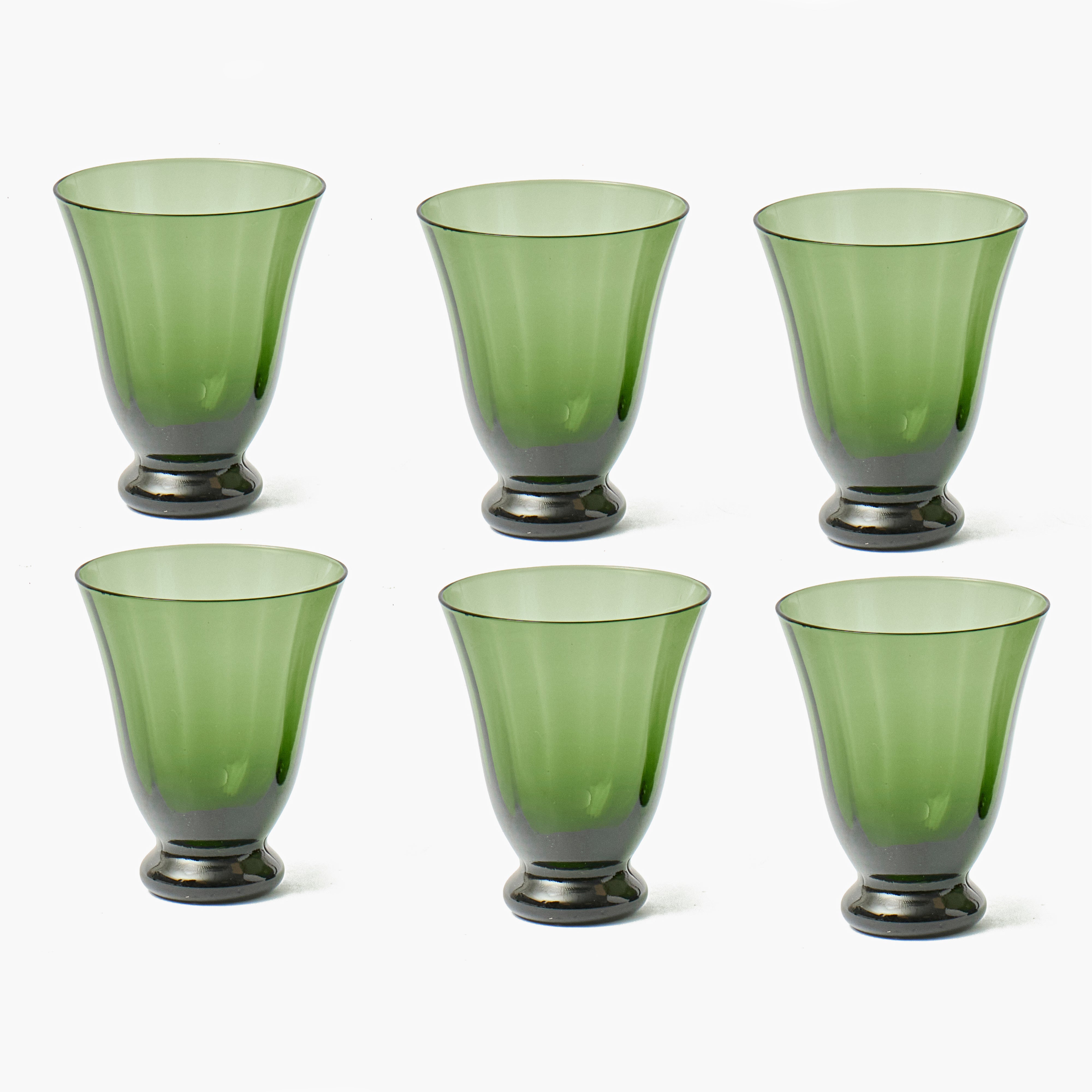 Moss Green Tulip Glasses (Set of 6)