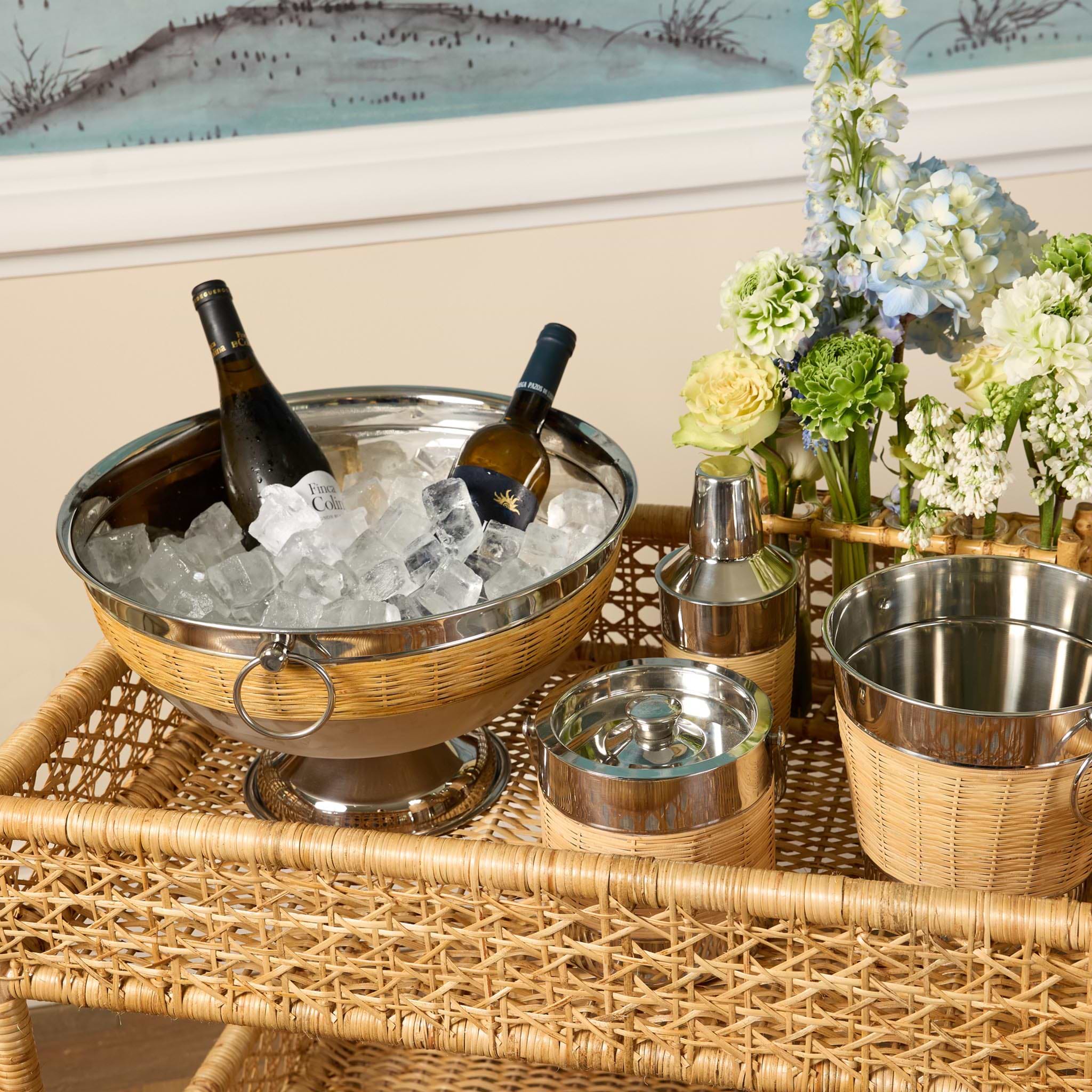 Wicker Barware Set