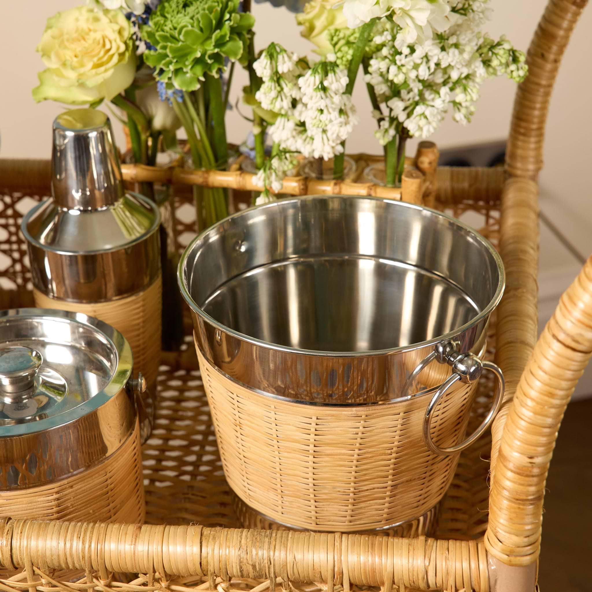 Wicker Barware Set