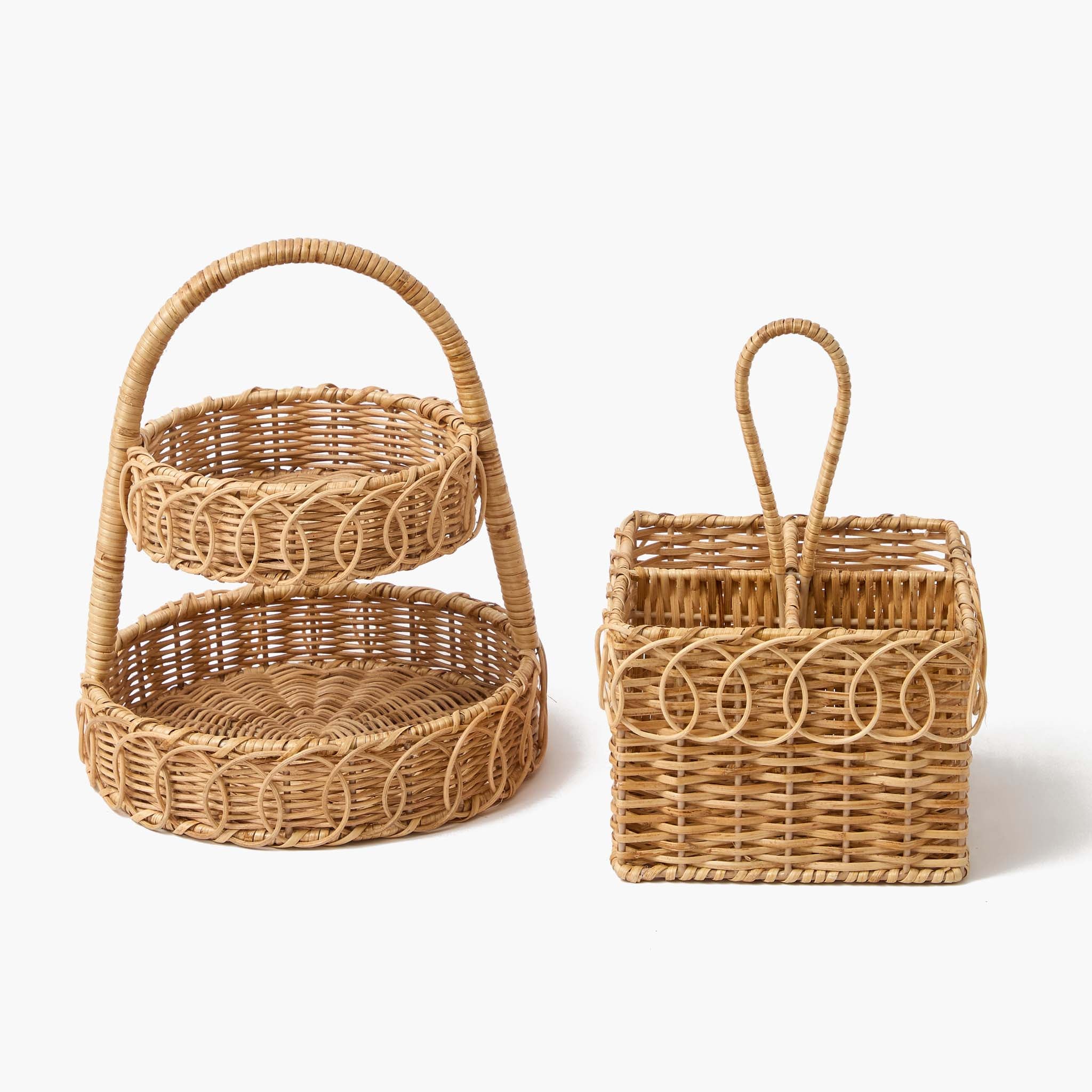Braided Rattan Cutlery Basket