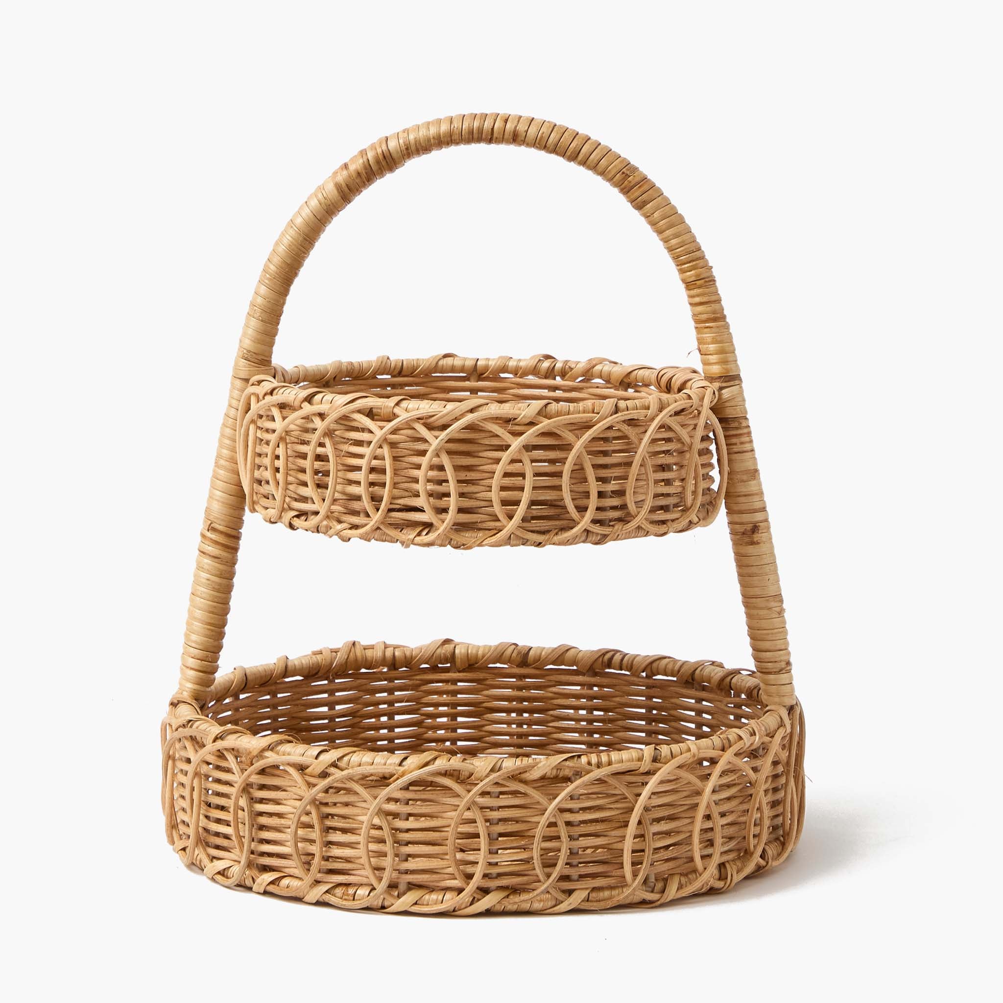 Small Rattan Two-Tiered Stand