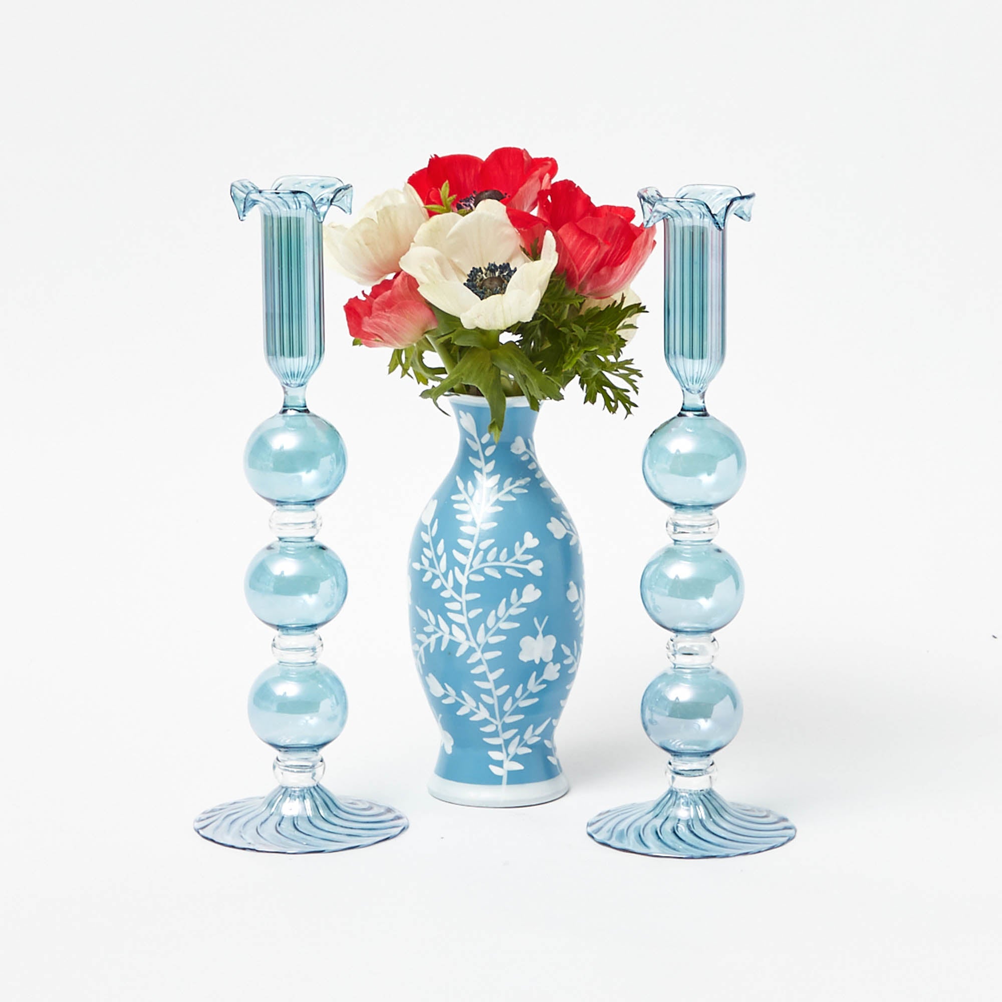 Blue Eden Candle Holders (Pair)