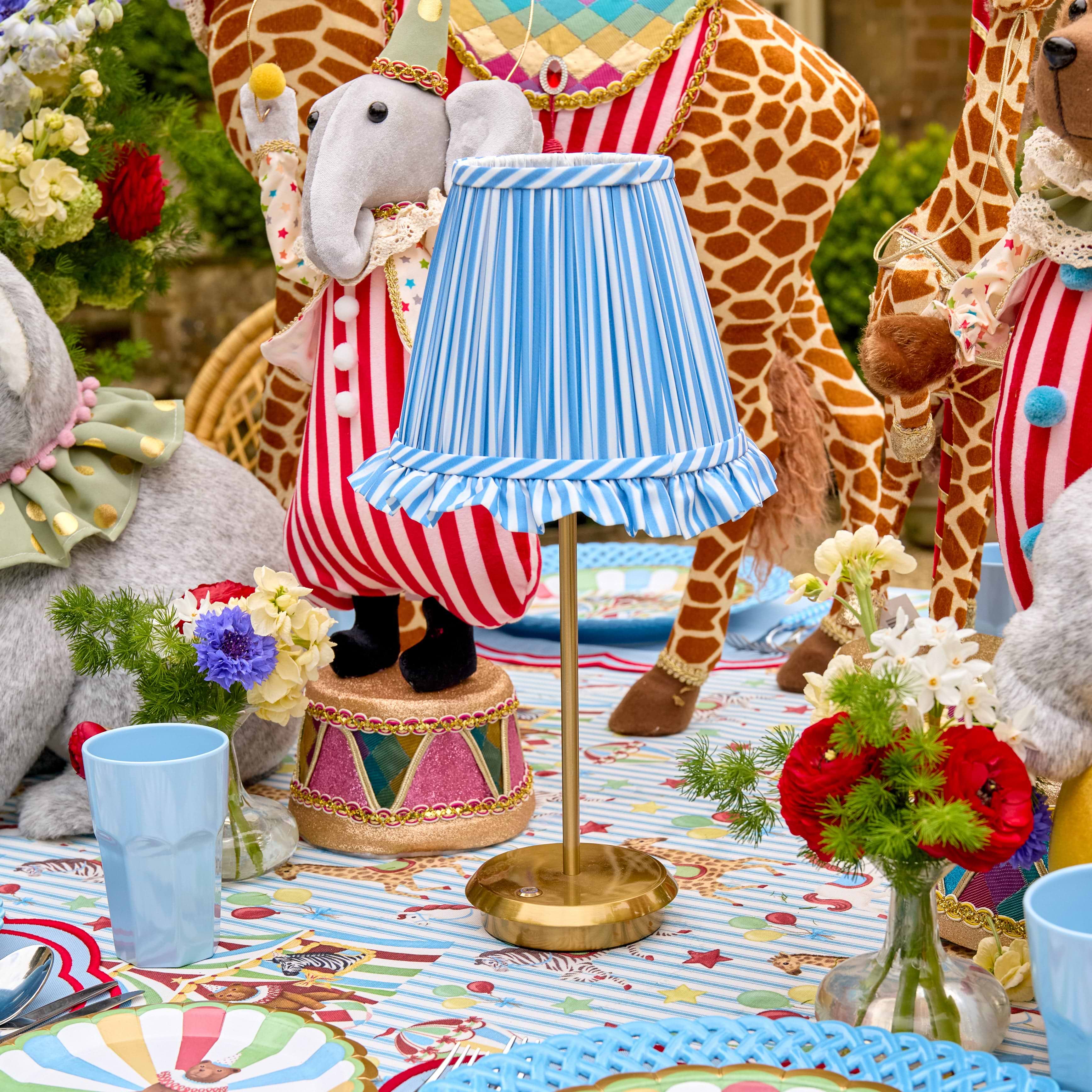 Blue Striped Ruffle Lampshade (18cm)