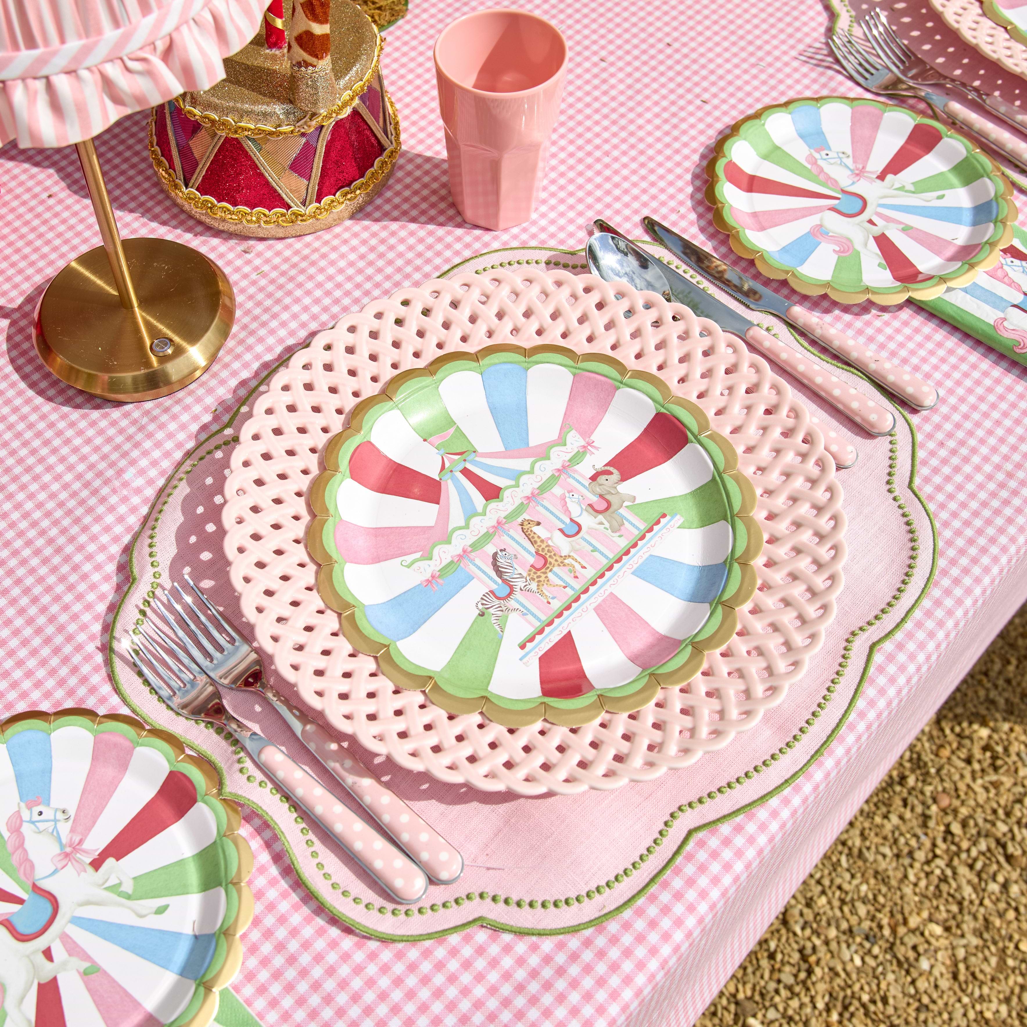 Eloise Pink & Green Linen Placemats (Set of 4)