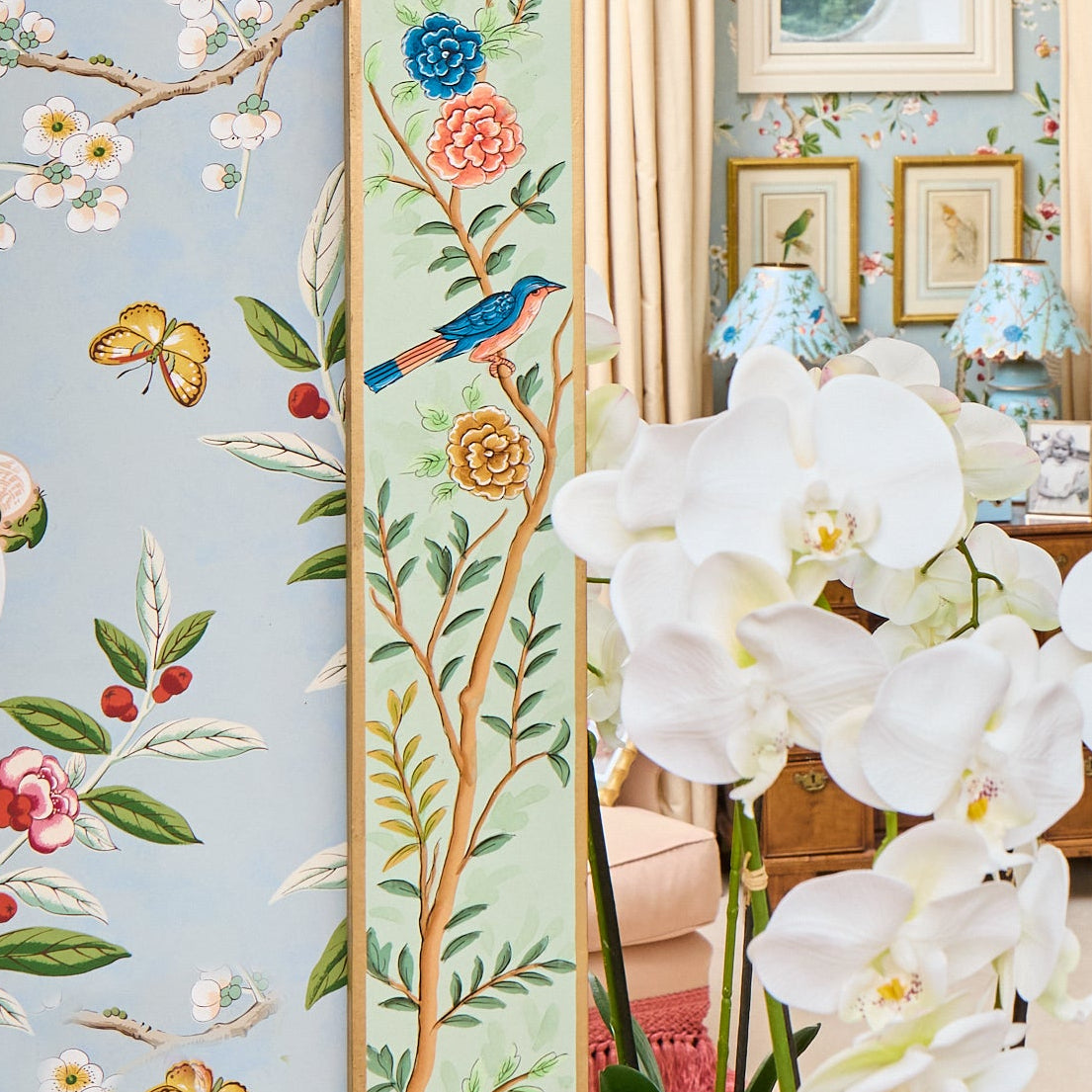 Green Large Chinoiserie Mirror