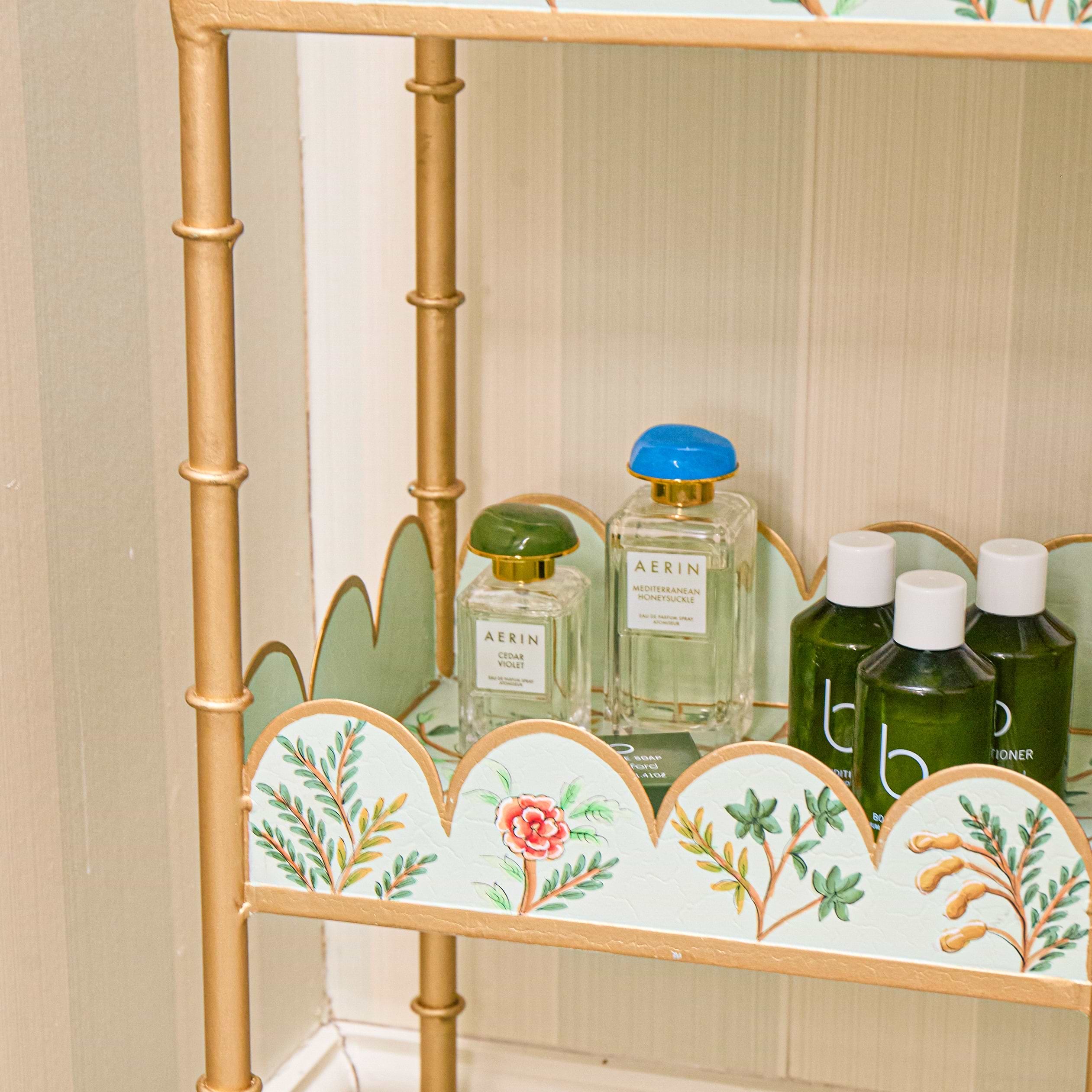 Green Chinoiserie Tiered Side Table