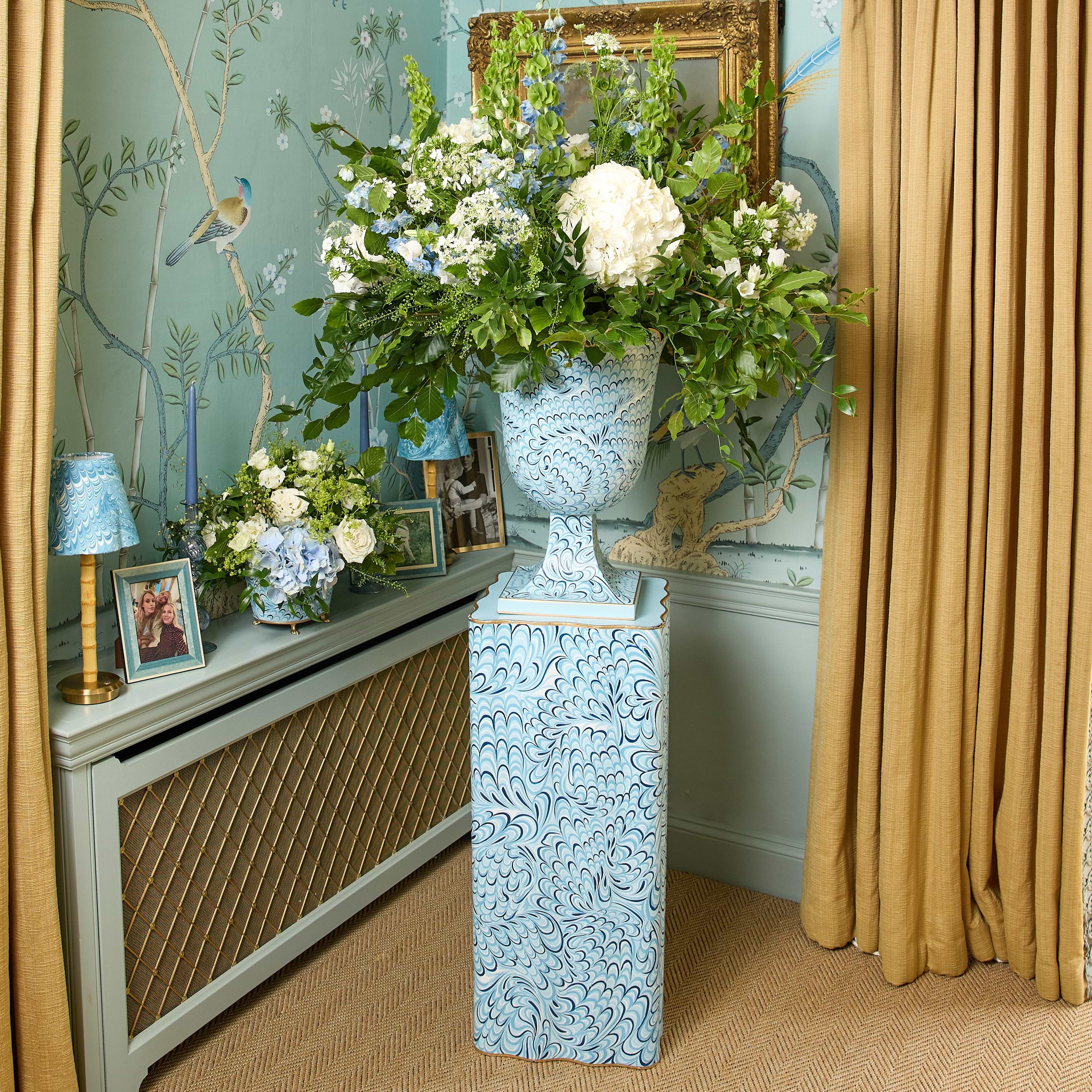 Blue Marble Urn & Pedestal