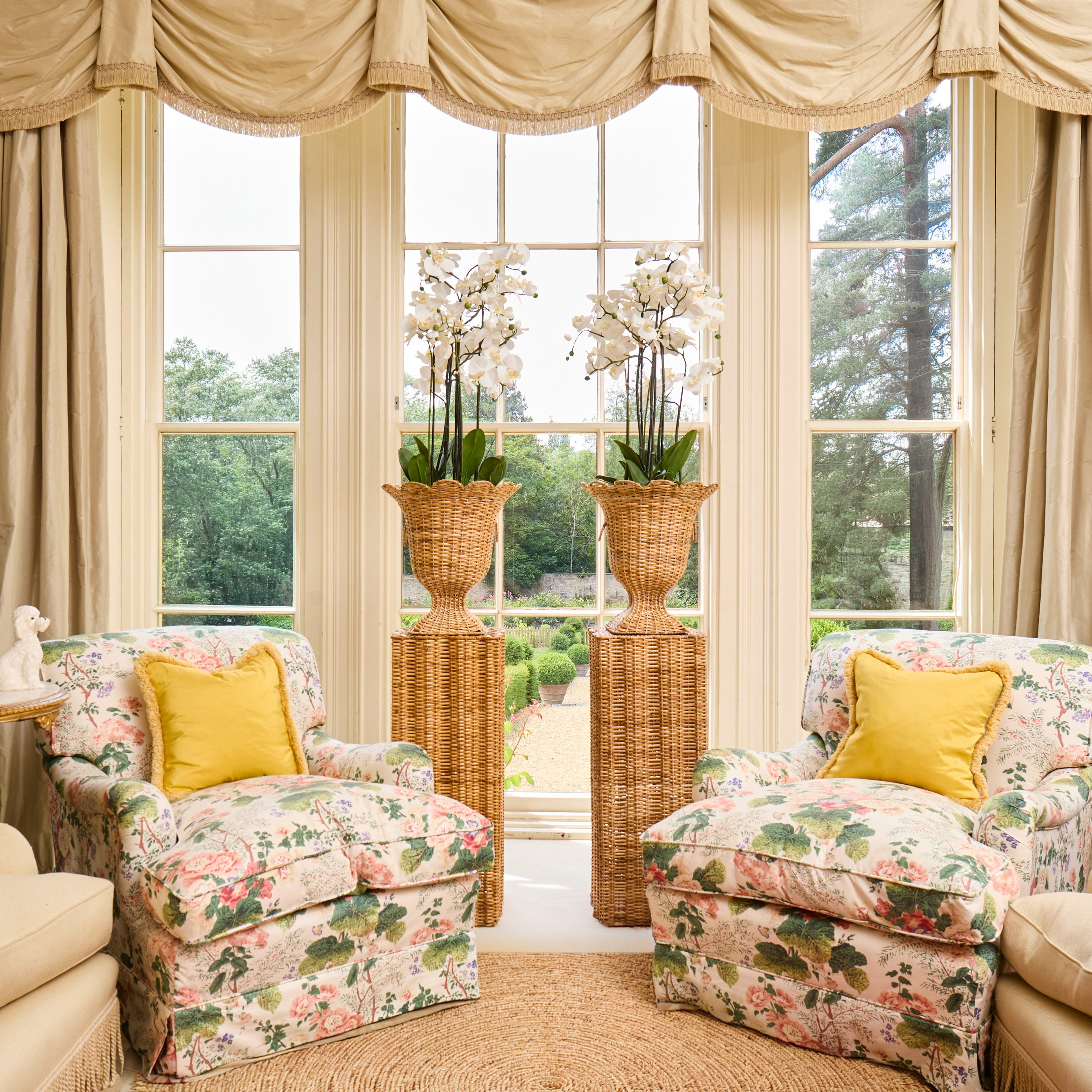 Liliana Scalloped Rattan Urn