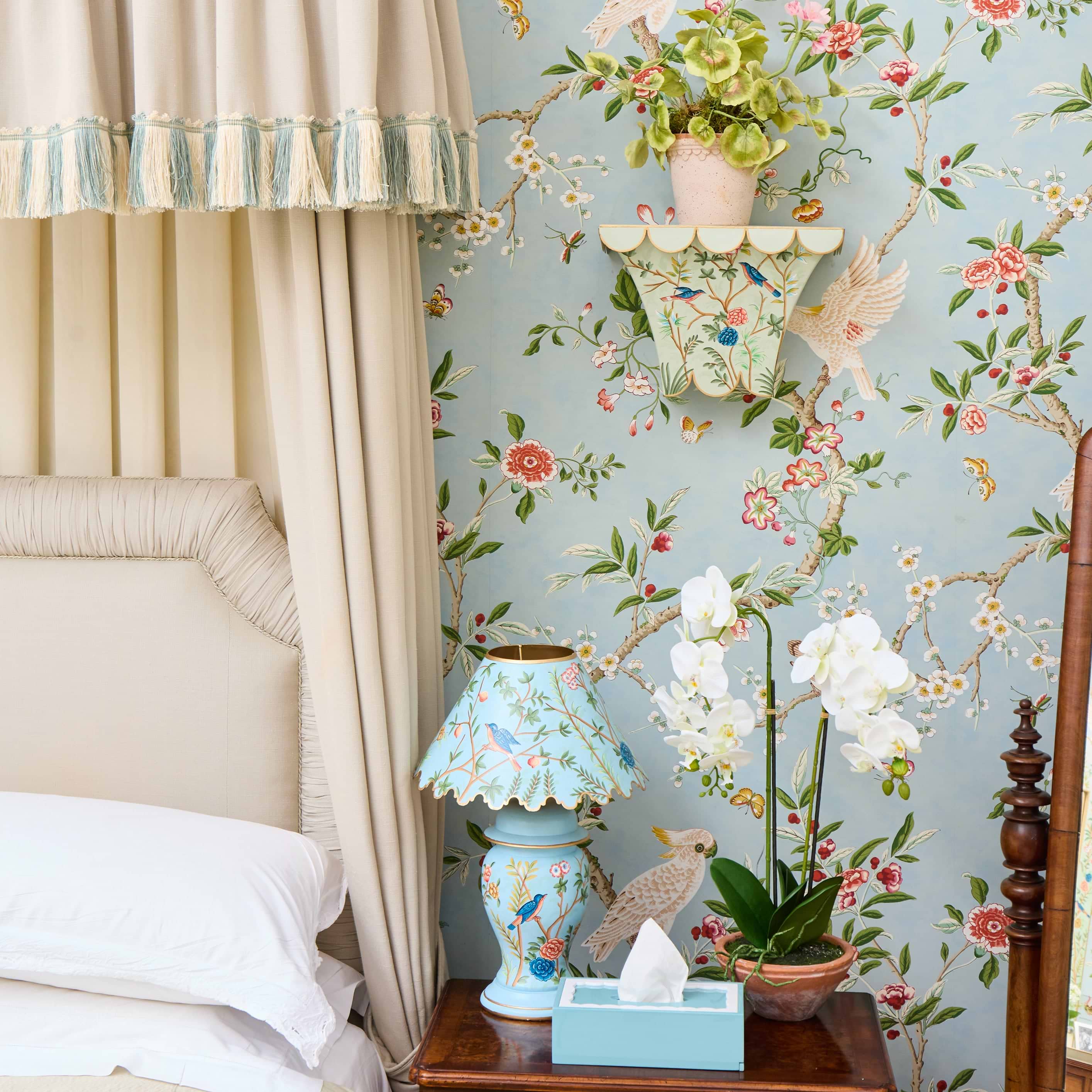 Blue Chinoiserie Lamp with Shade