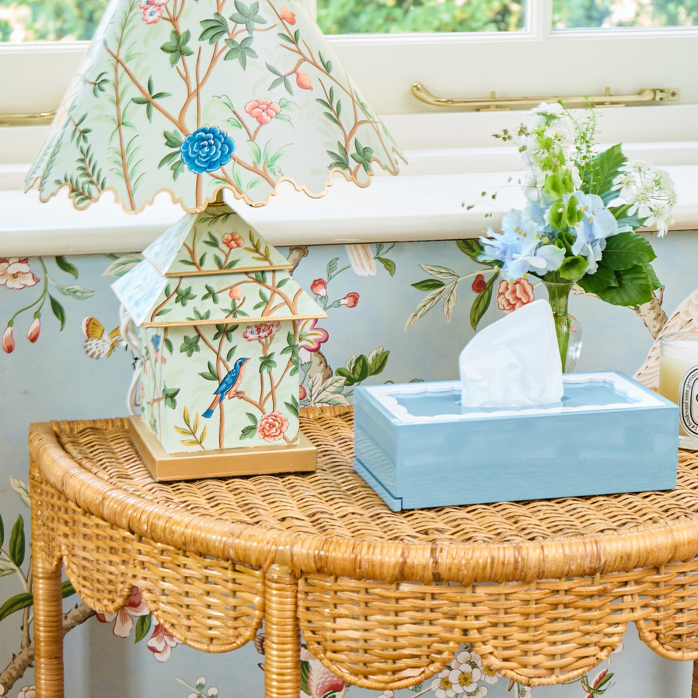 Blue Lacquer Rectangle Tissue Box