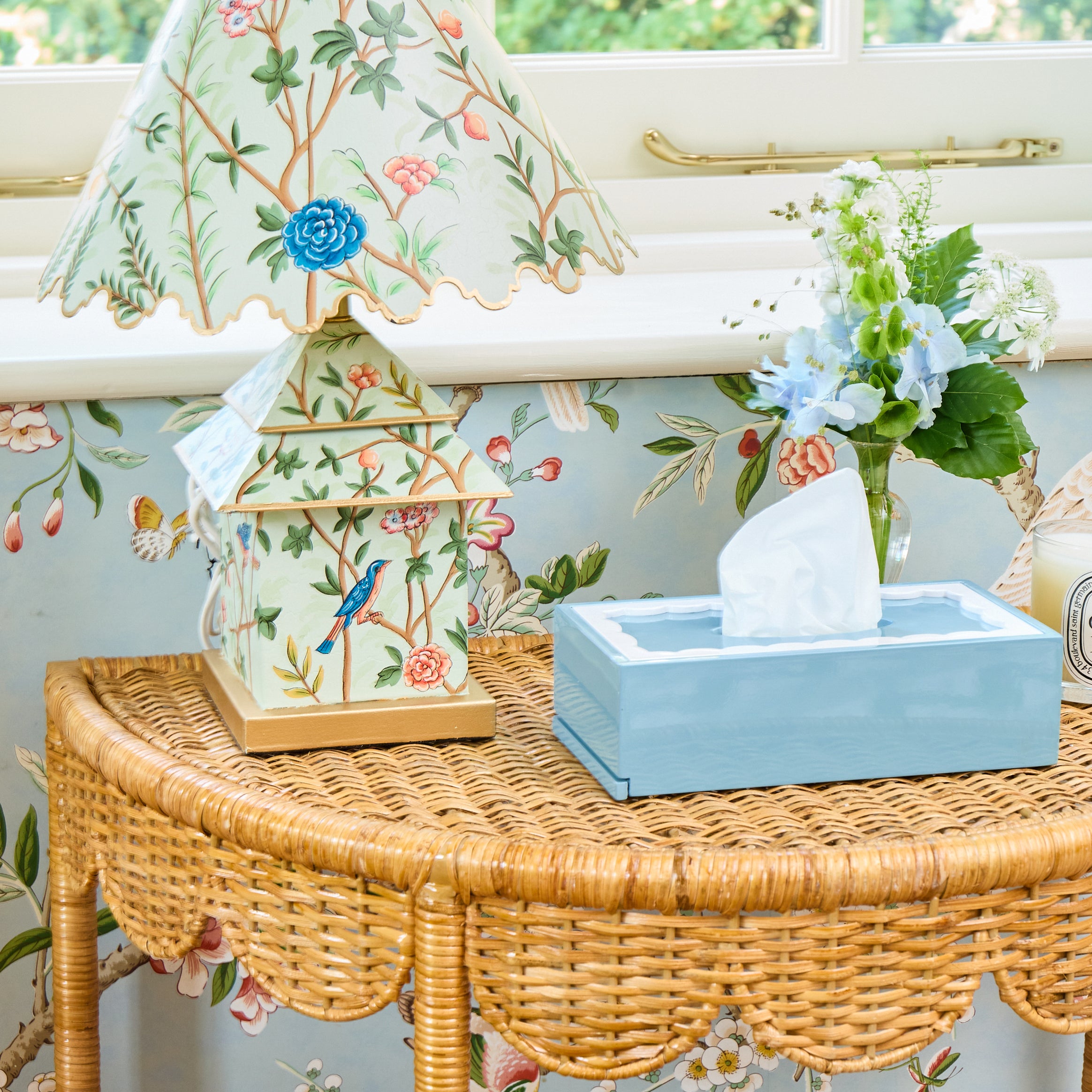 Blue Lacquer Rectangle Tissue Box