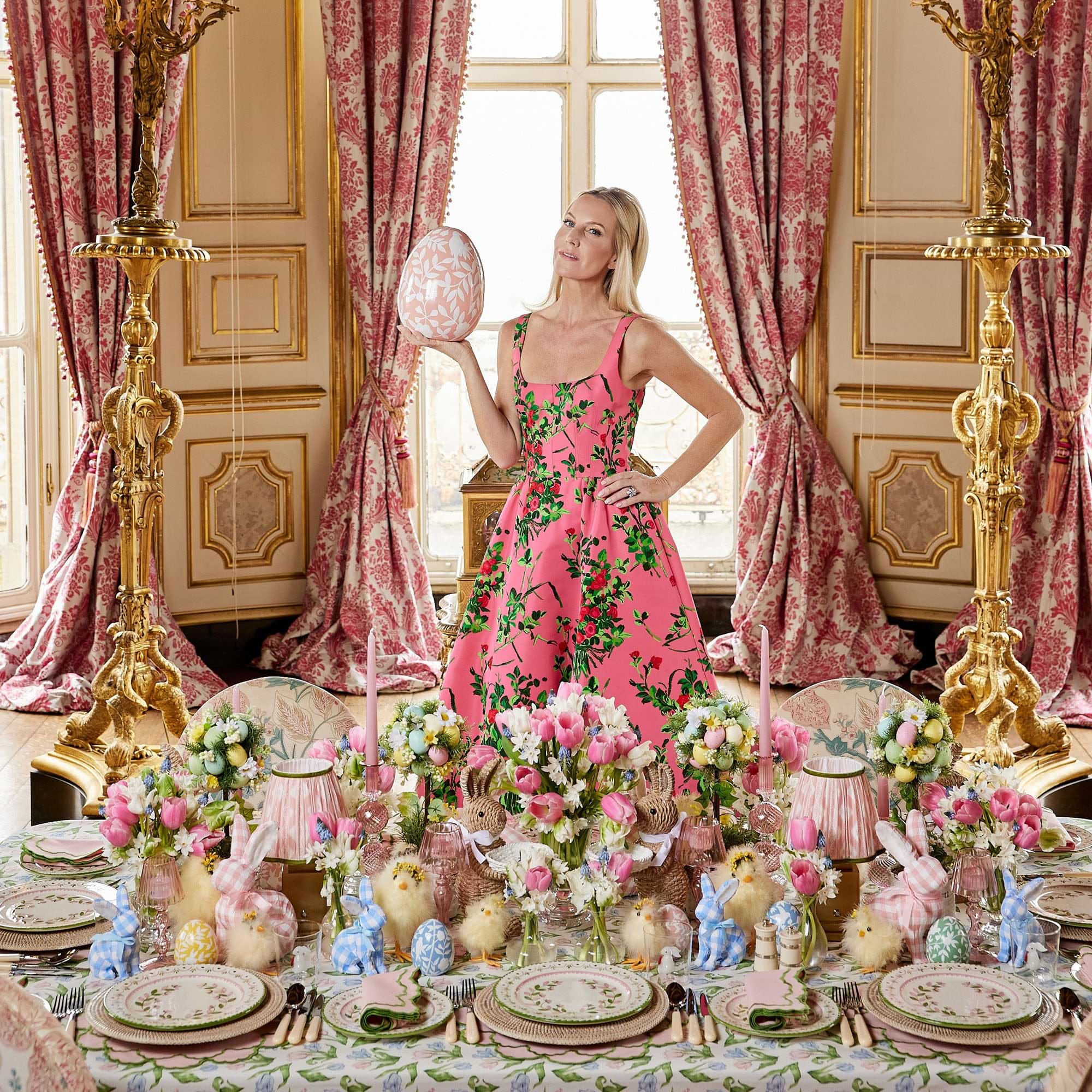 Pink & Green Lily Placemats & Napkins (Set of 4)