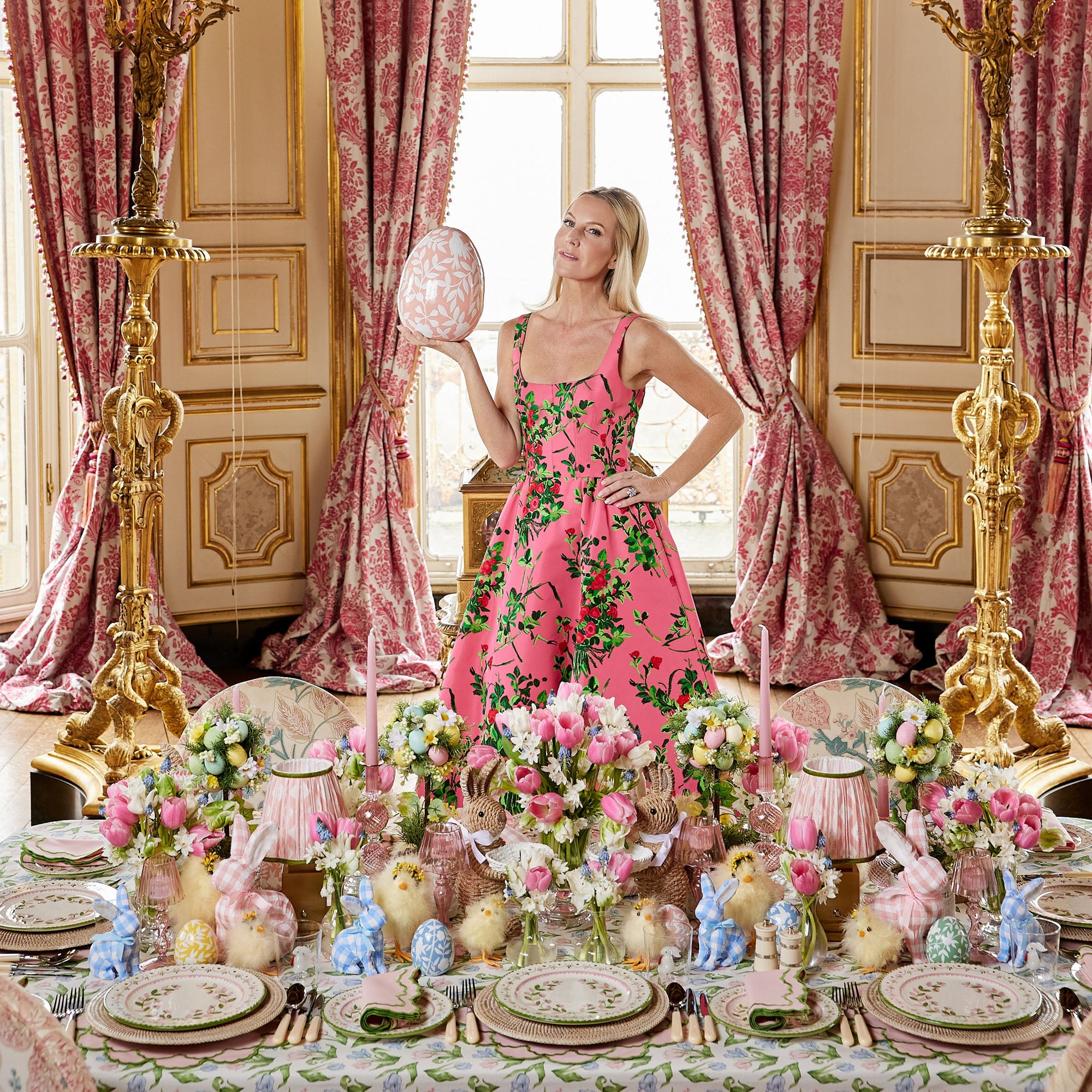 Pink & Green Lily Placemats & Napkins (Set of 4)