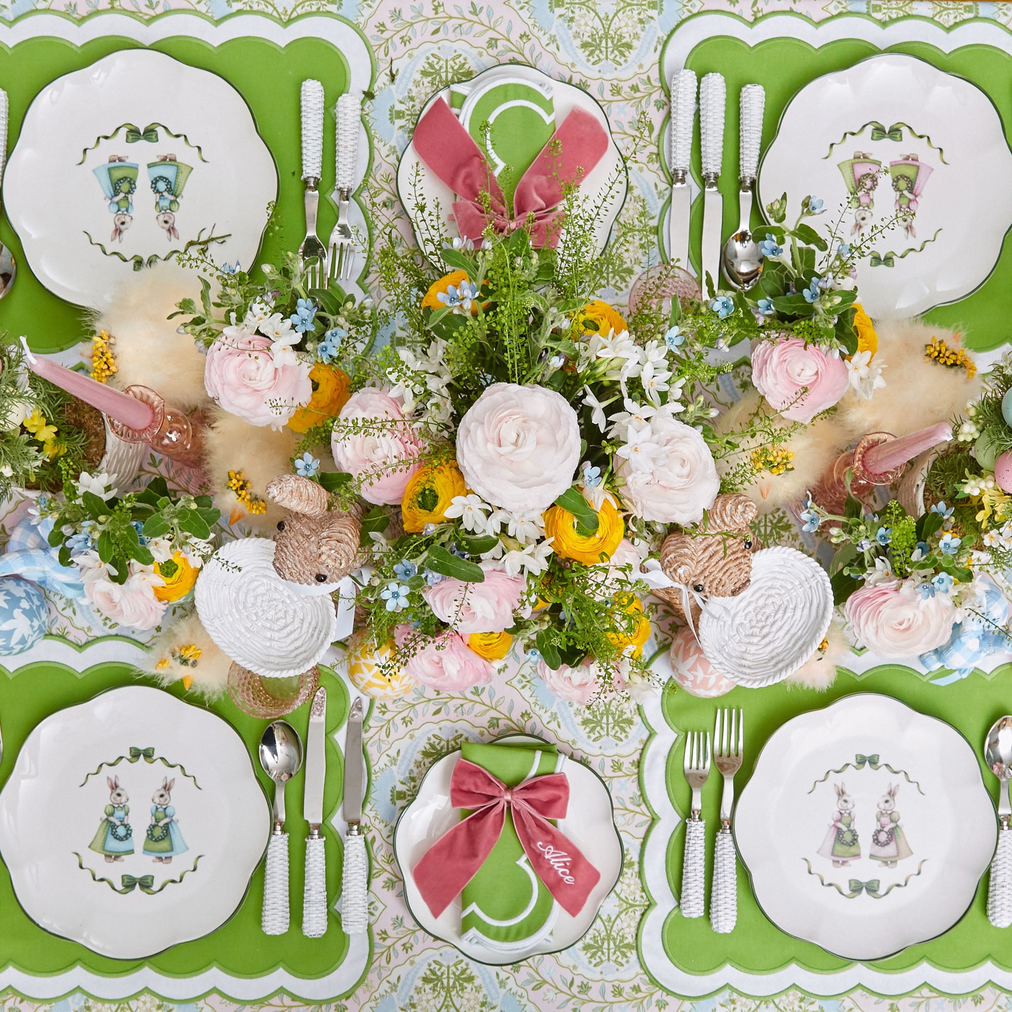 Green Serena Appliqué Placemats (Set of 4)