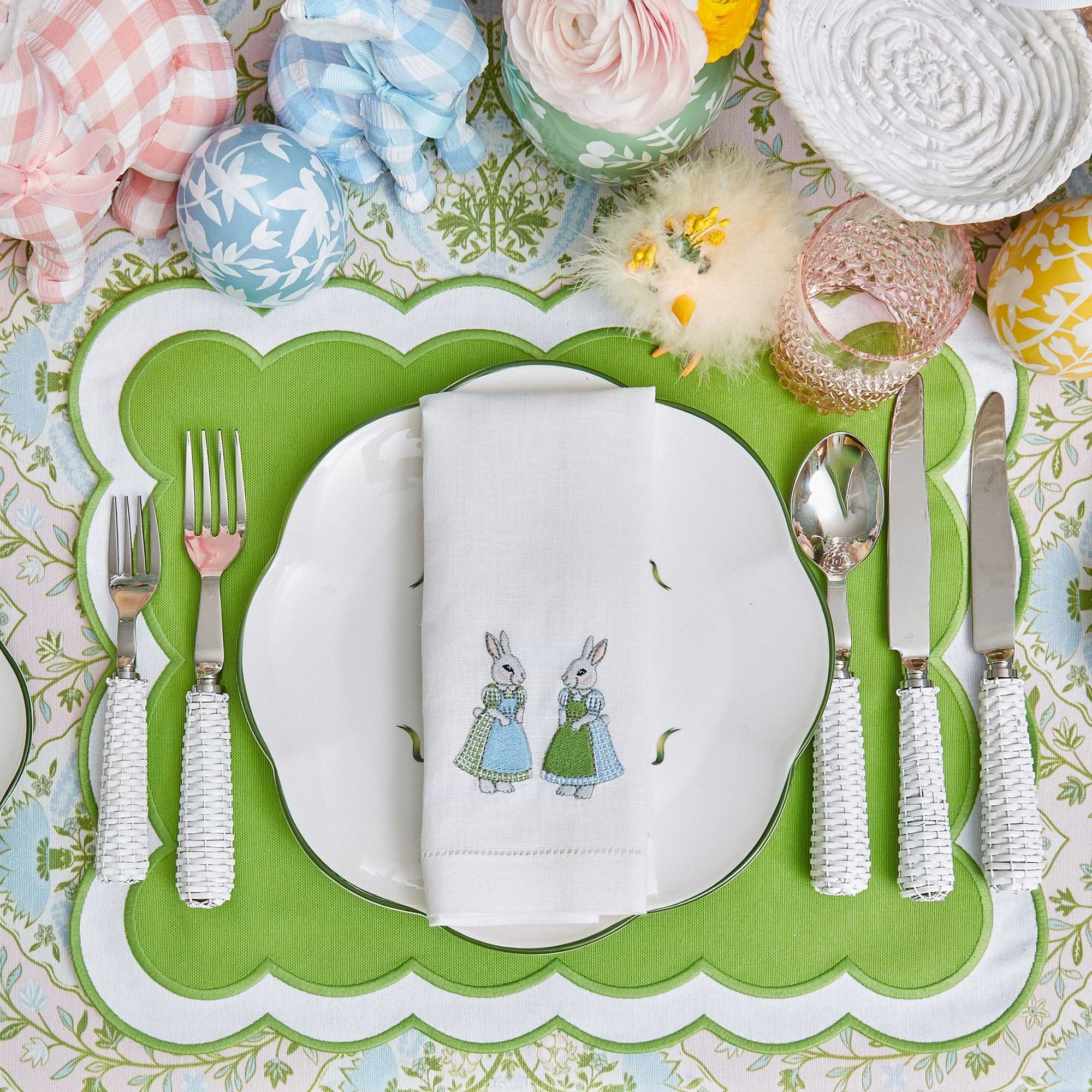 Green Serena Appliqué Placemats (Set of 4)