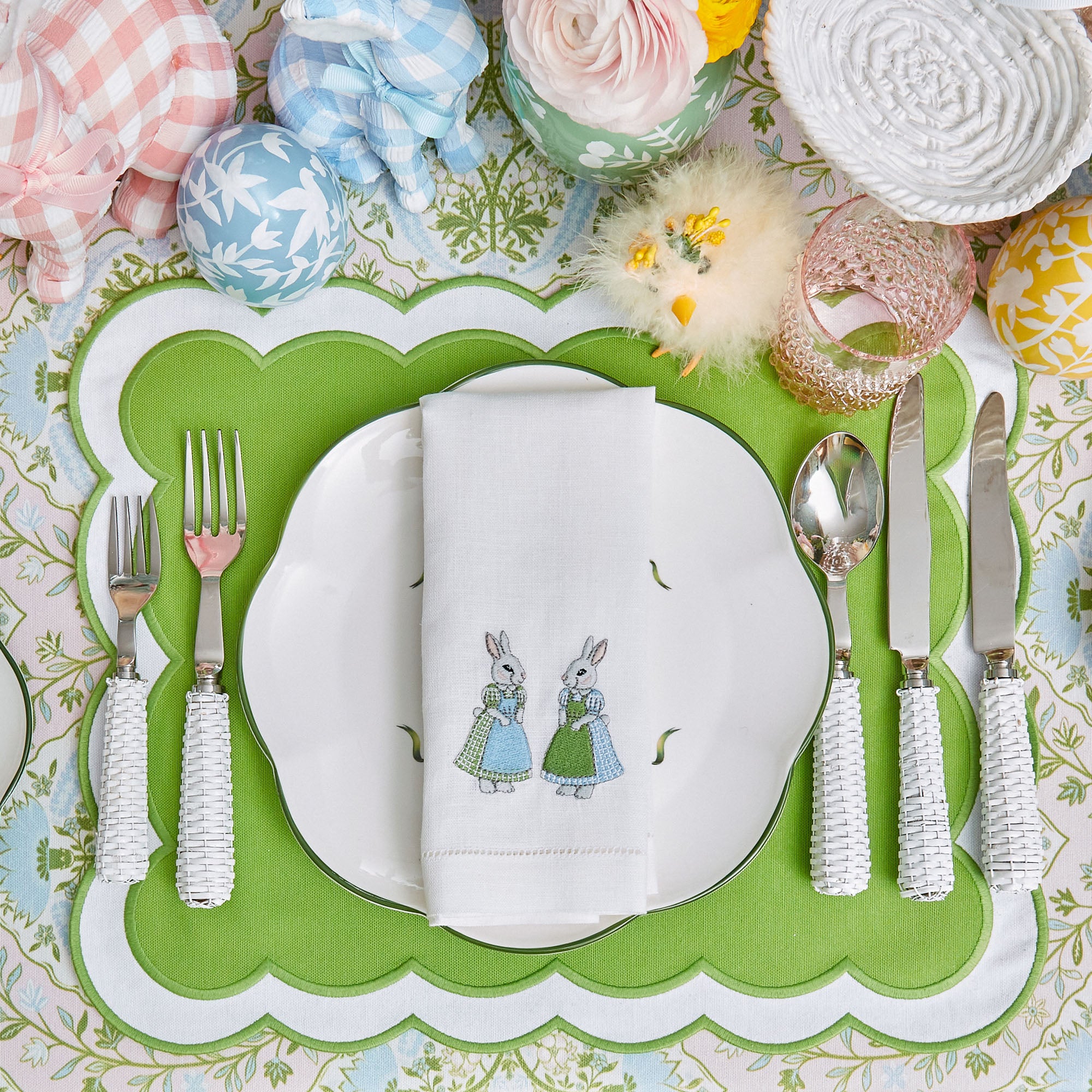 Green Serena Appliqué Placemats (Set of 4)