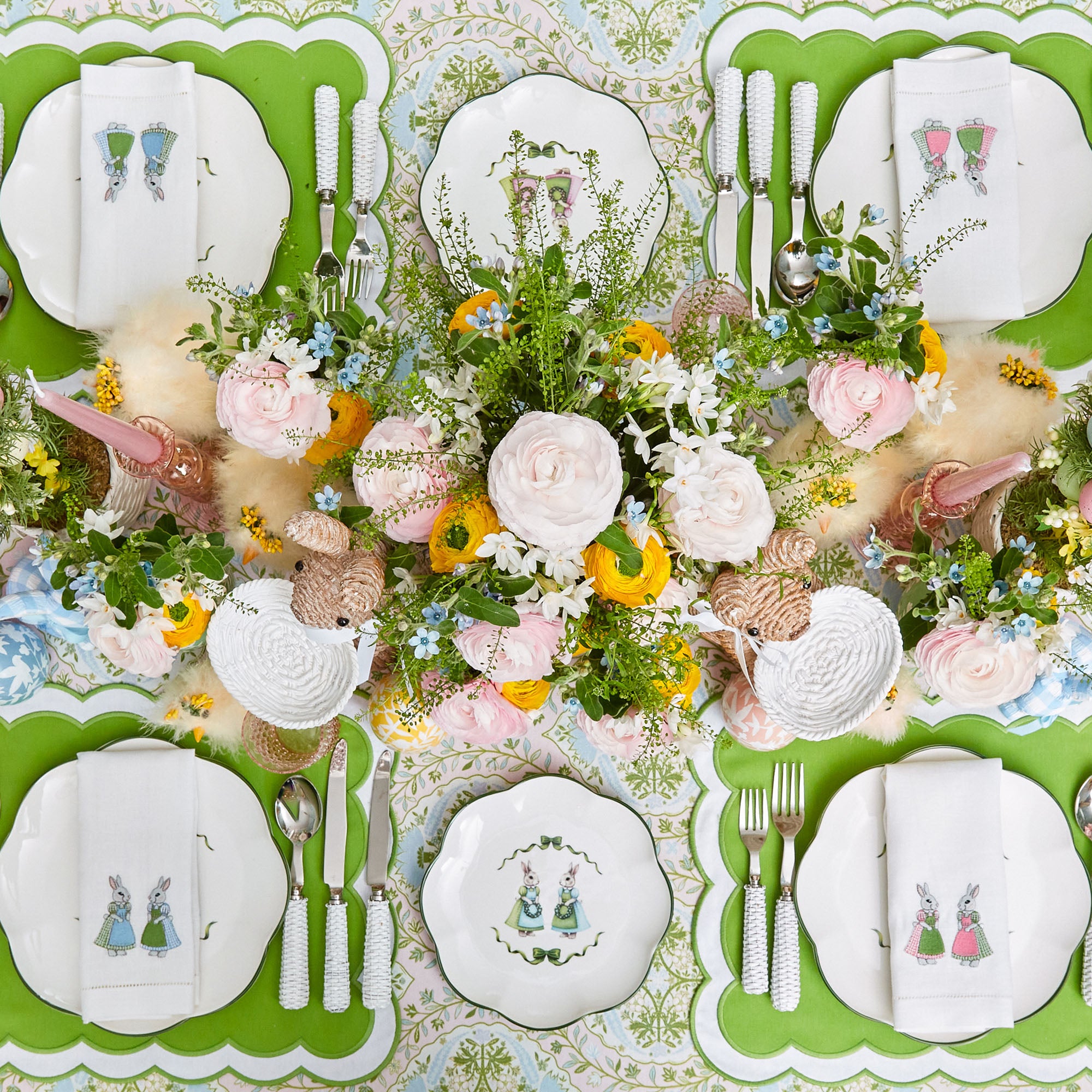 Green Serena Appliqué Placemats (Set of 4)