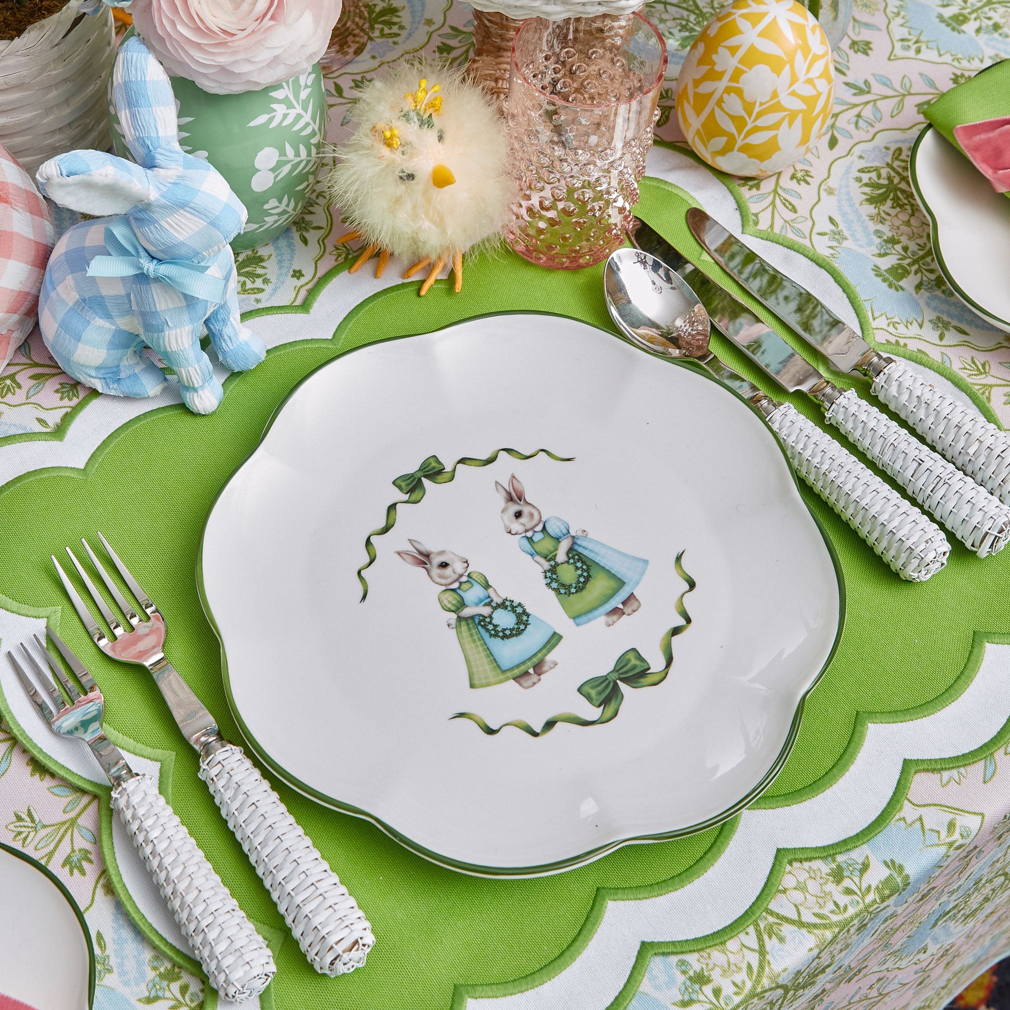 Green Serena Appliqué Placemats (Set of 4)