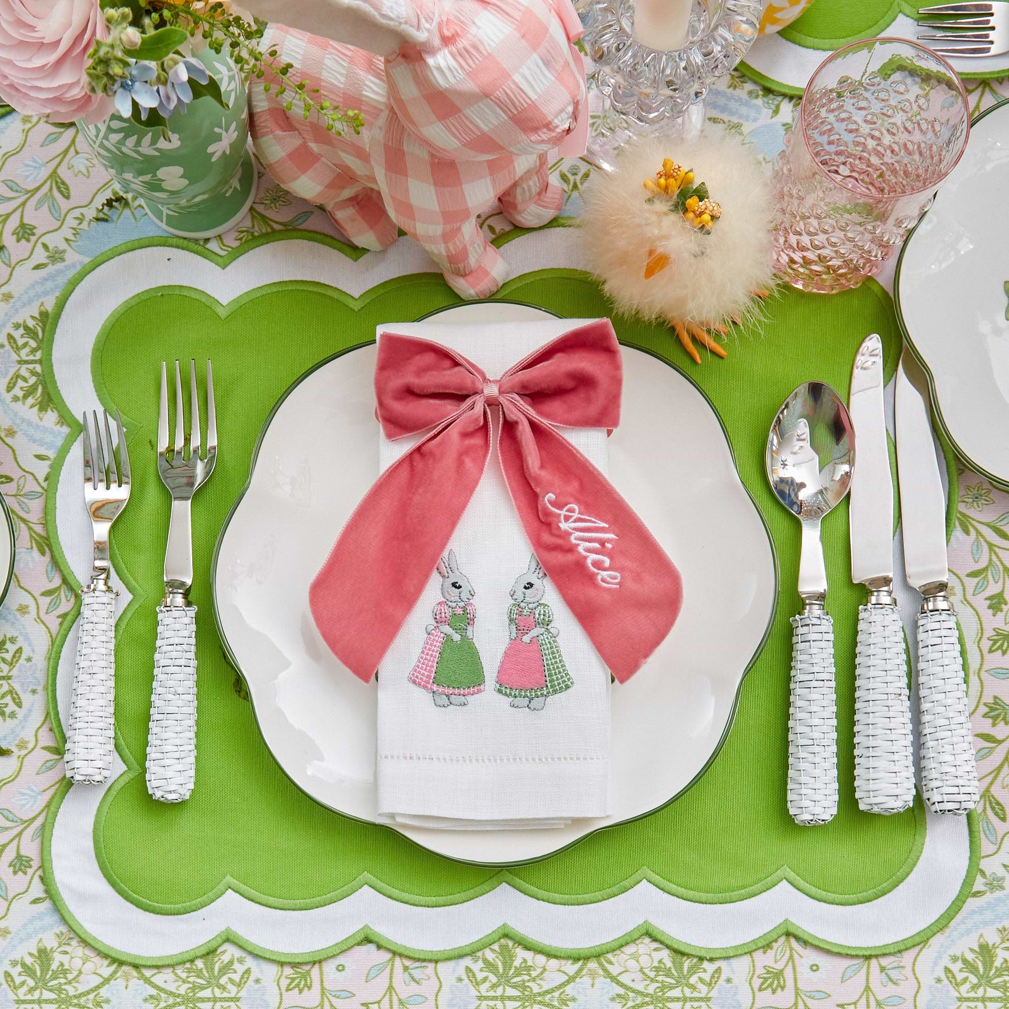 Green Serena Appliqué Placemats (Set of 4)