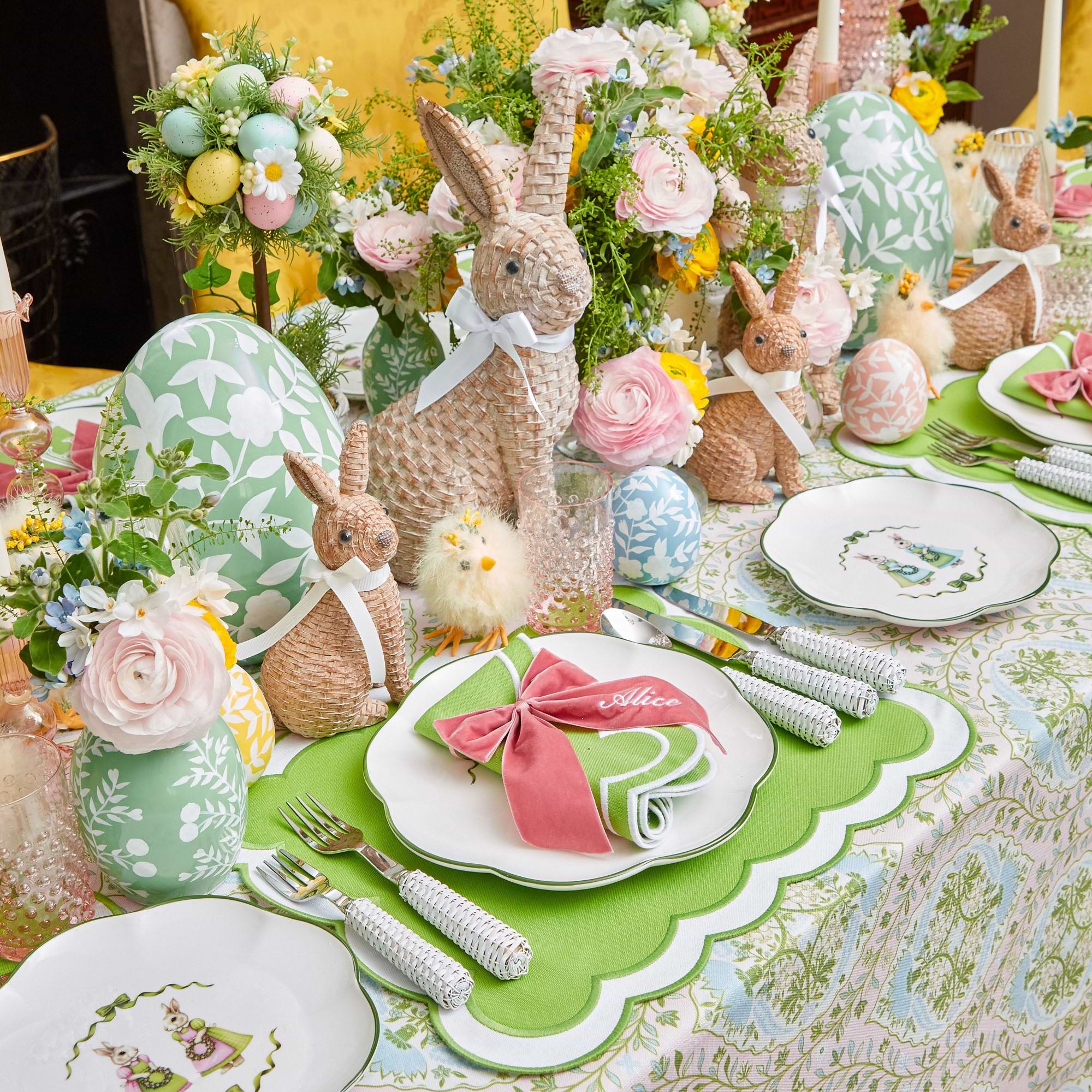 Large Green Floral Tole Egg