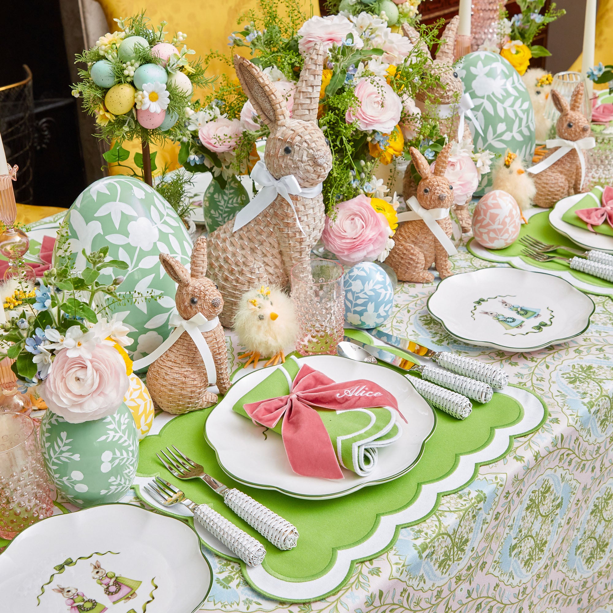 Large Green Floral Tole Egg