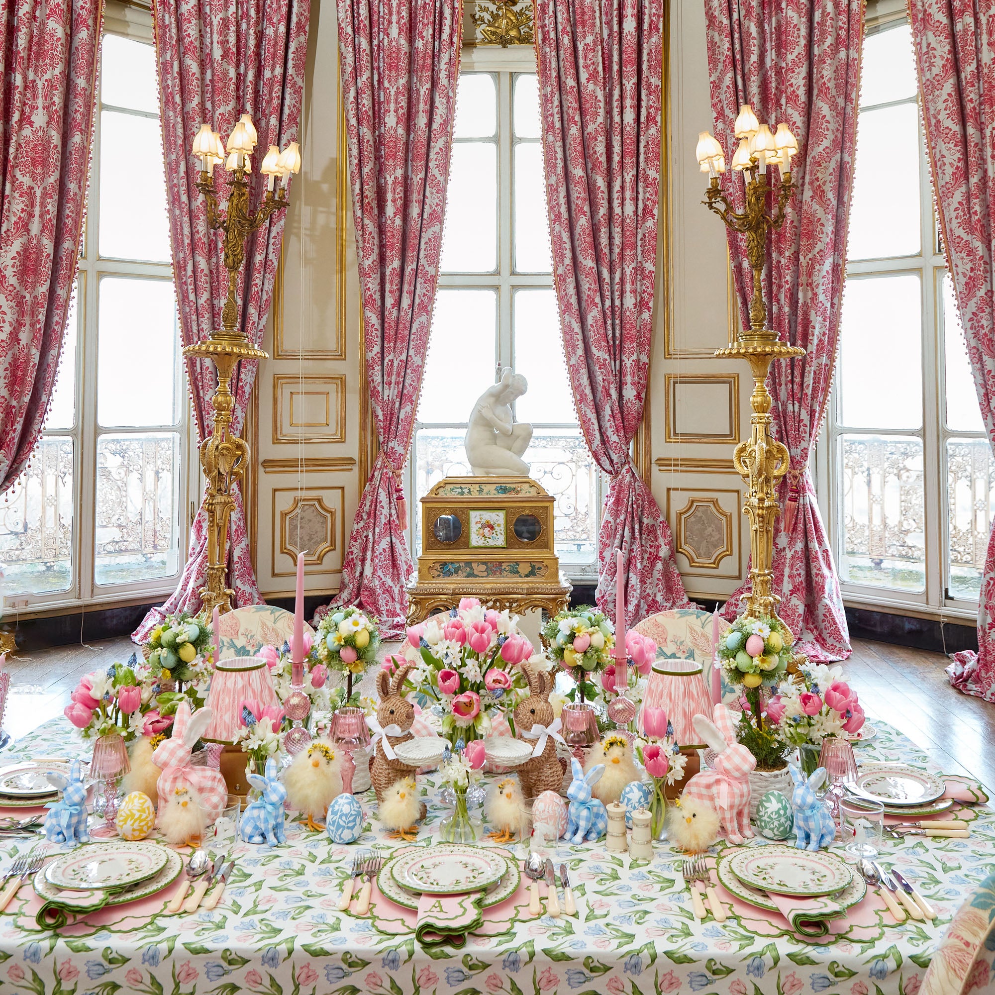 Pink & Green Lily Placemats & Napkins (Set of 4)