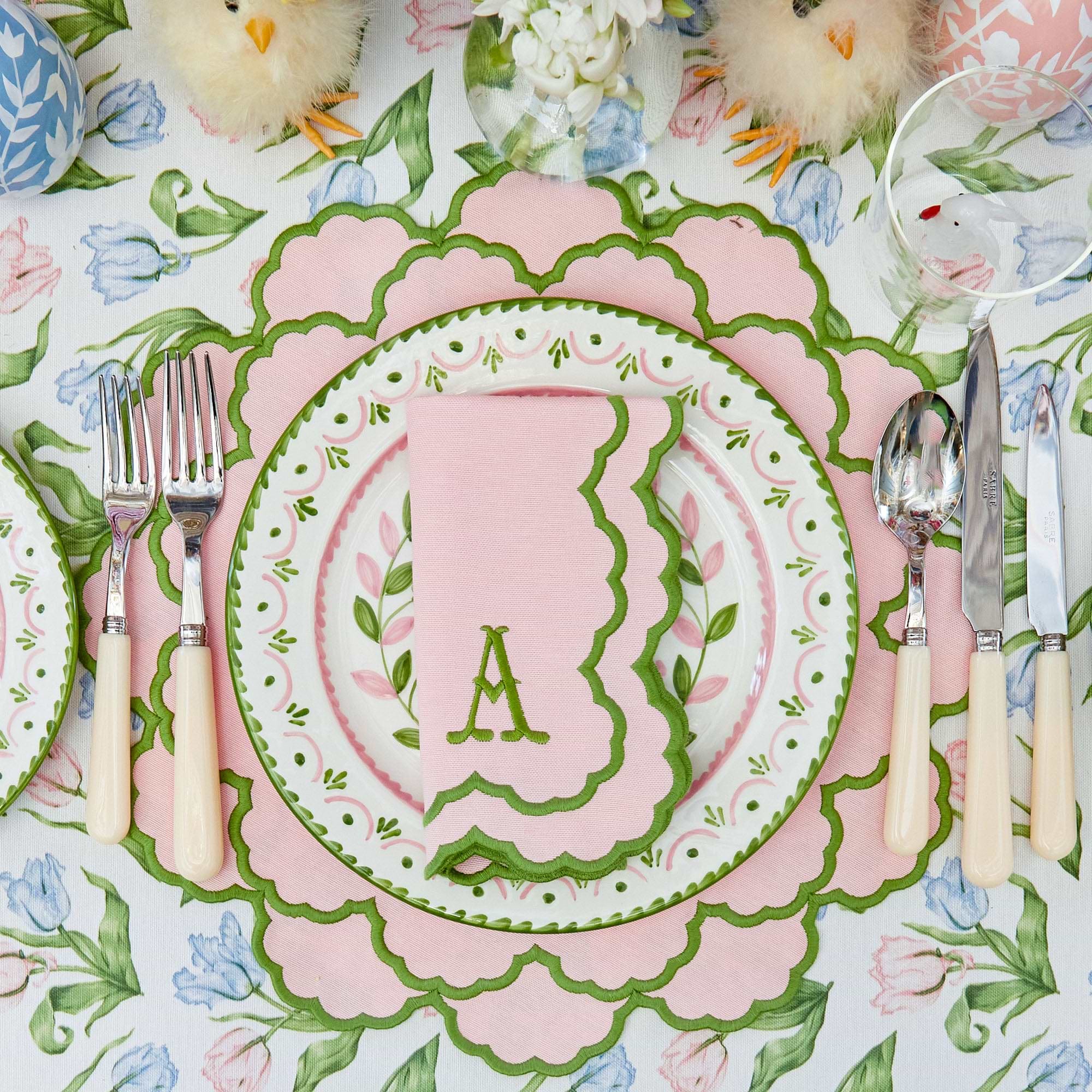 Pink & Green Lily Placemats & Napkins (Set of 4)