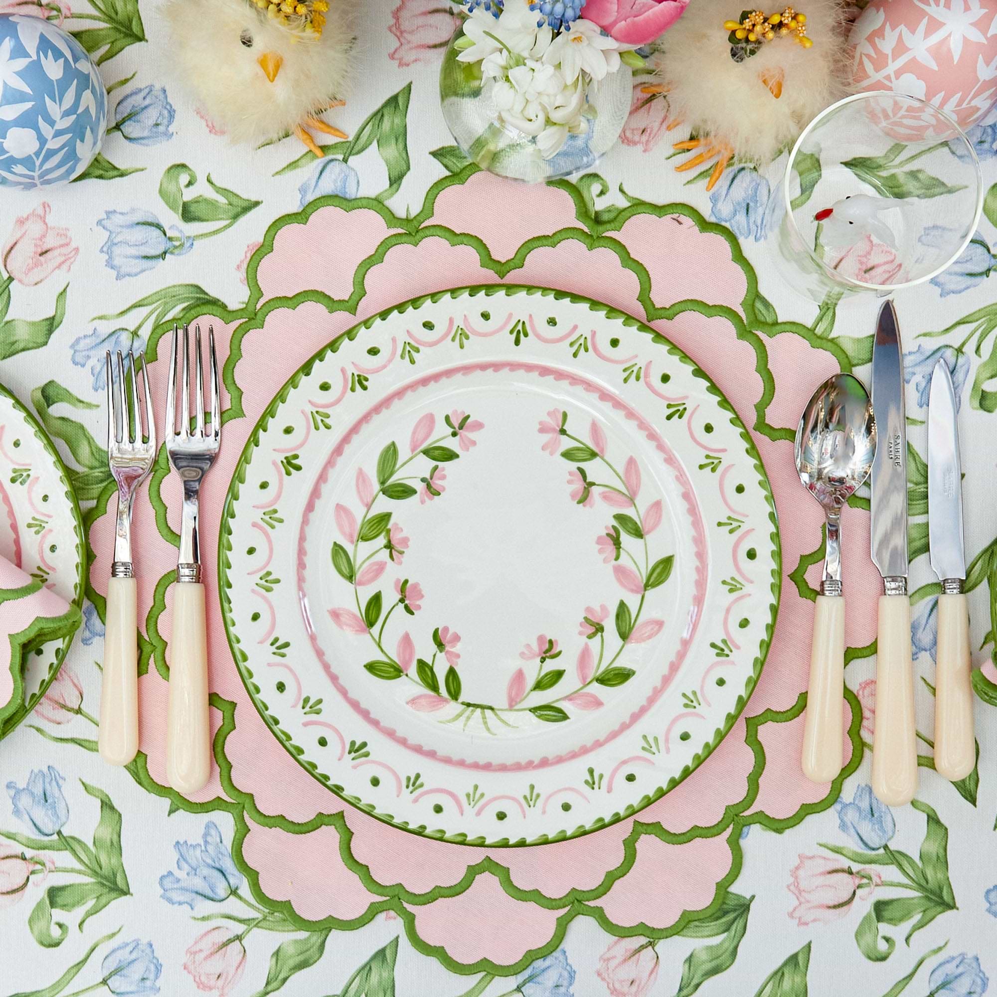 Pink & Green Lily Placemats & Napkins (Set of 4)