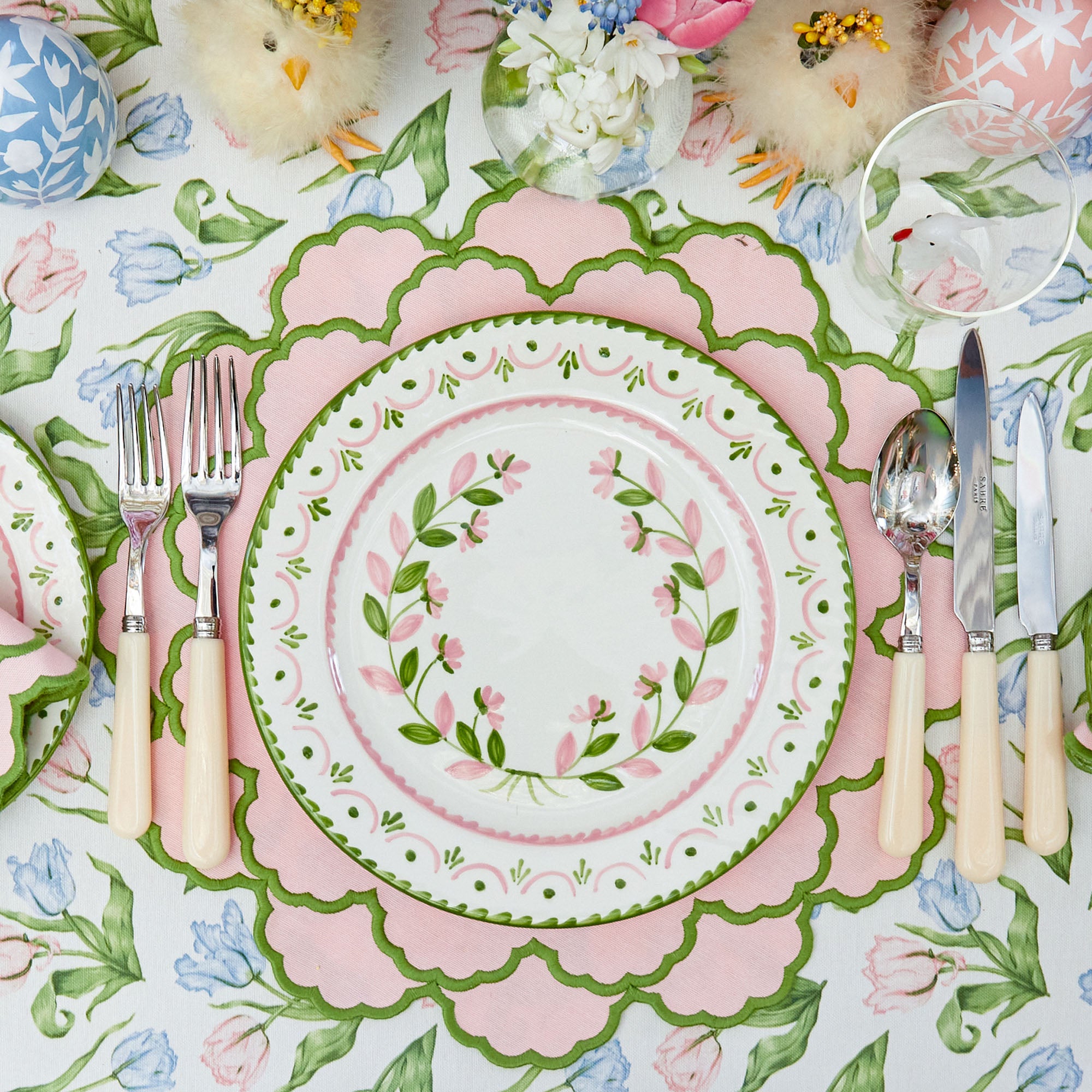 Pink & Green Lily Placemats & Napkins (Set of 4)