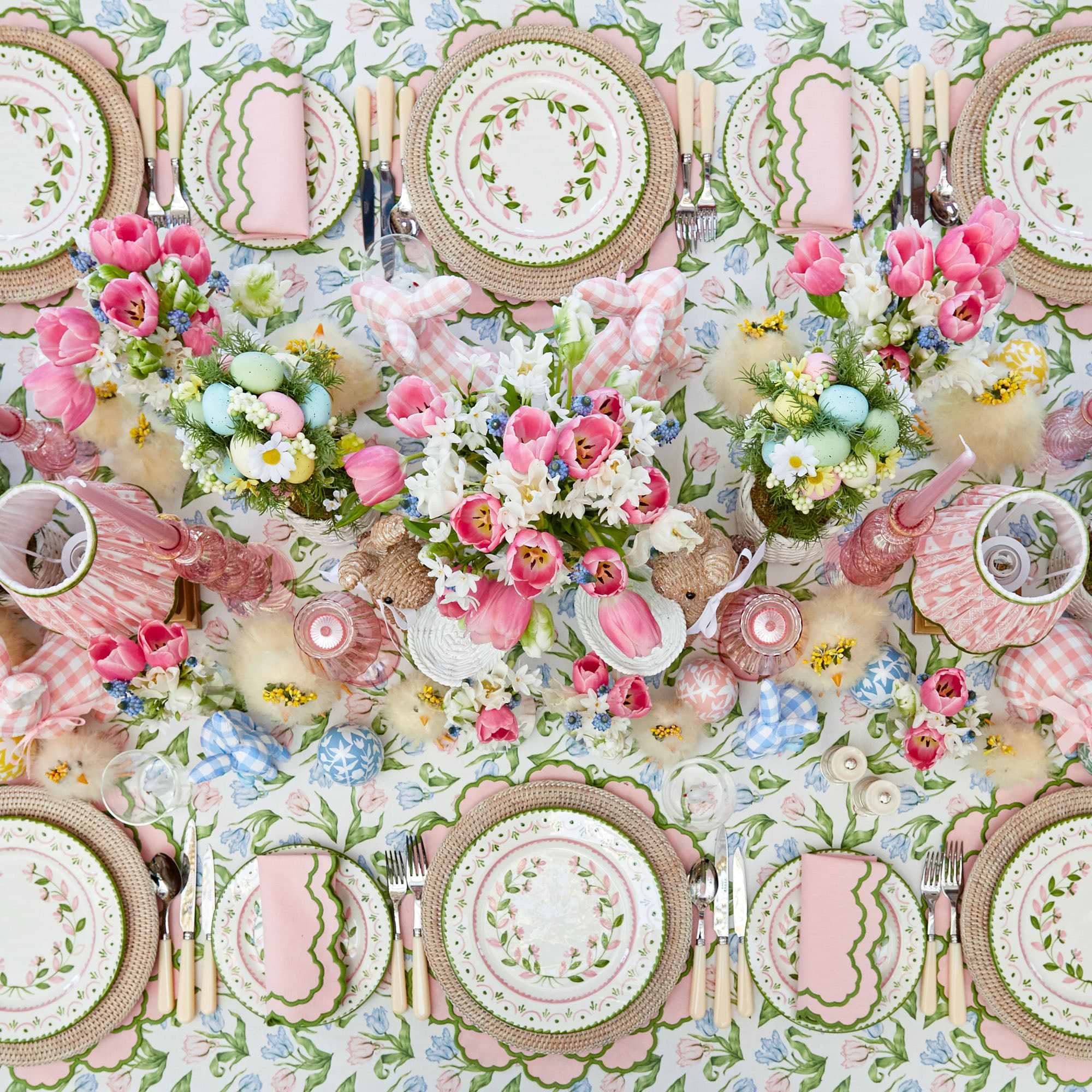 Pink & Green Lily Placemats & Napkins (Set of 4)