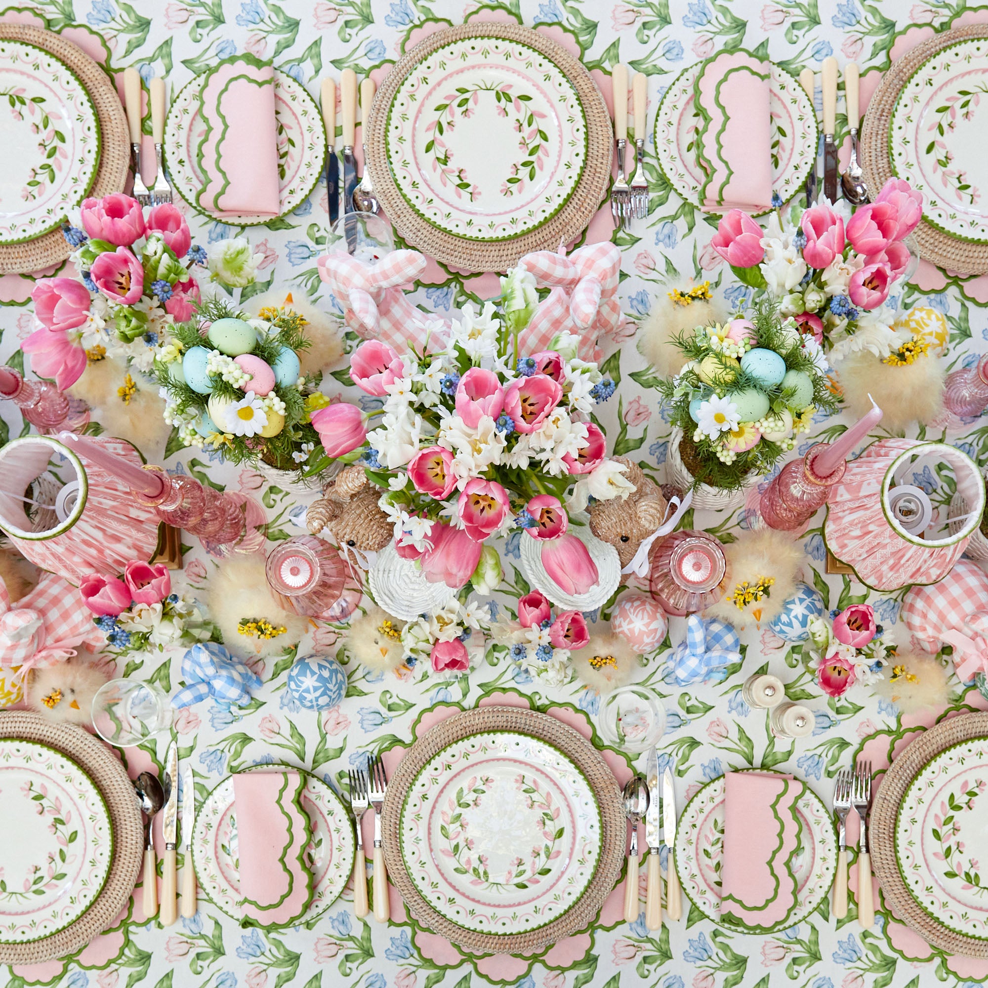 Pink & Green Lily Placemats & Napkins (Set of 4)