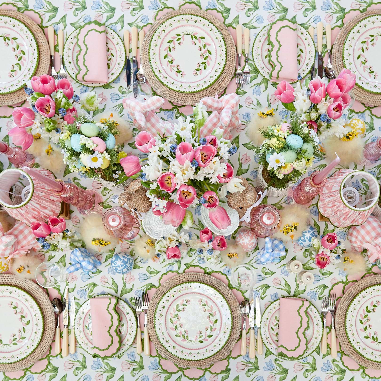 Pink & Green Lily Napkins (Set of 4)