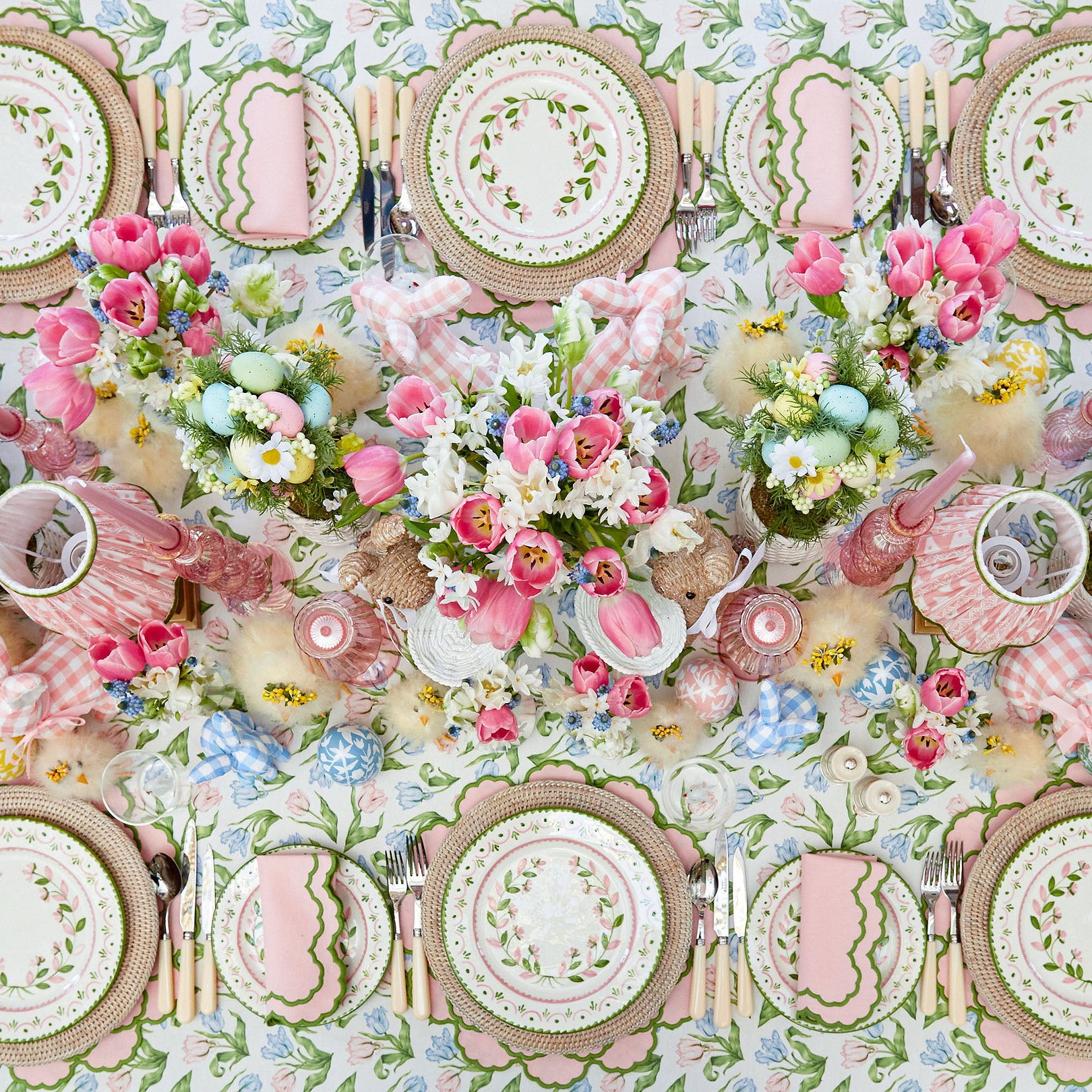 Pink & Green Lily Napkins (Set of 4)