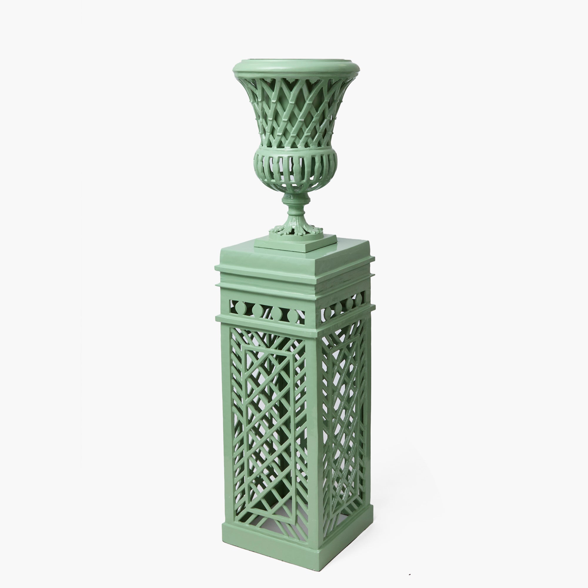 Adelaide Soft Green Lattice Urn & Pedestal