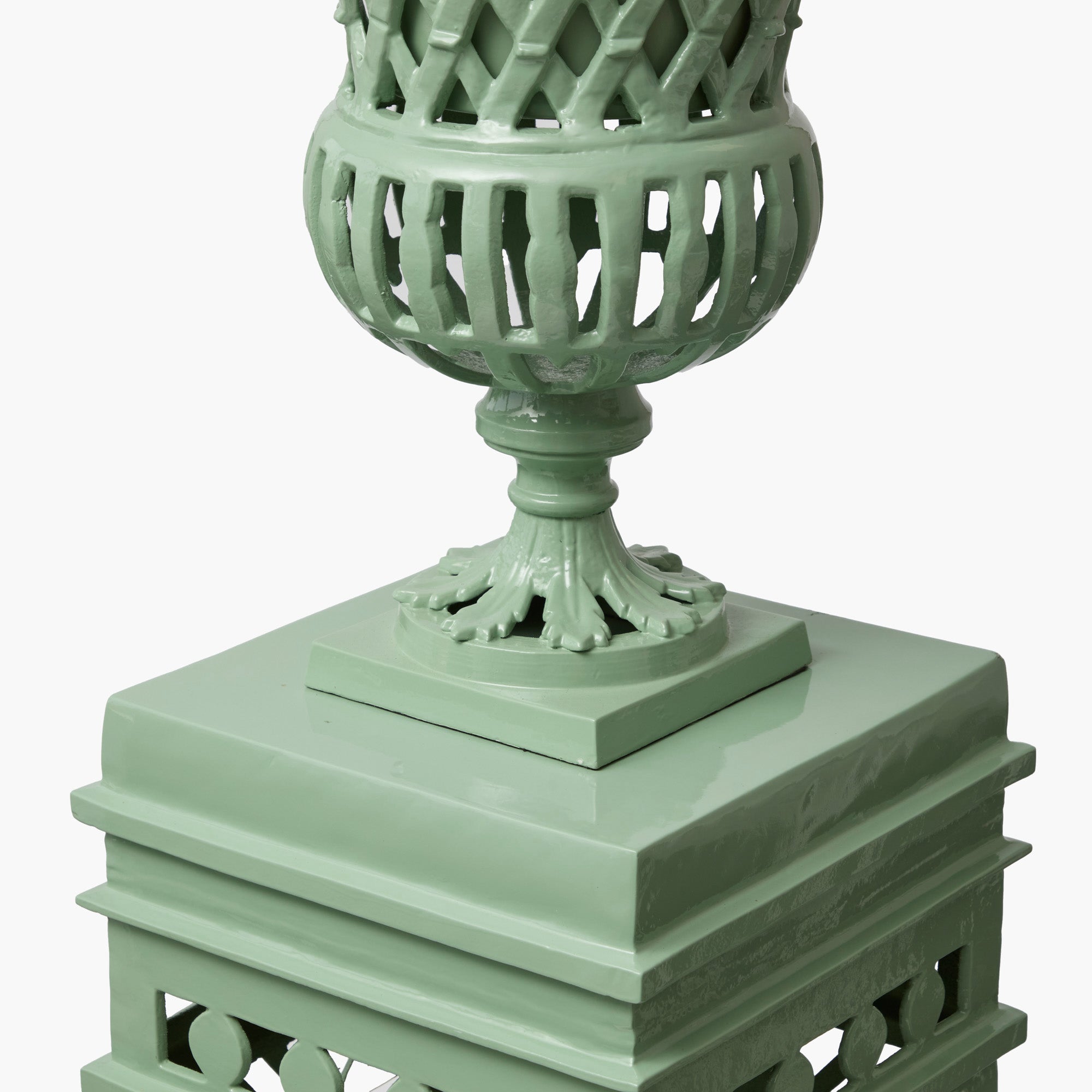 Adelaide Soft Green Lattice Urn & Pedestal