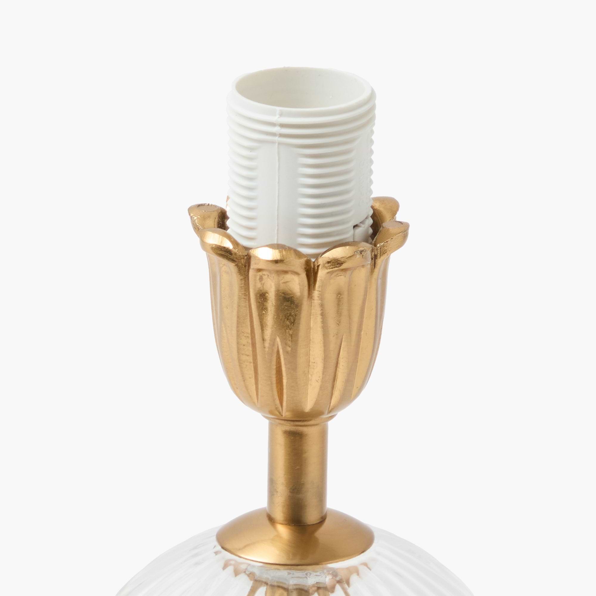Glass Bardot Rechargeable Lamp with Cream Frilled Silk Shade (18cm)