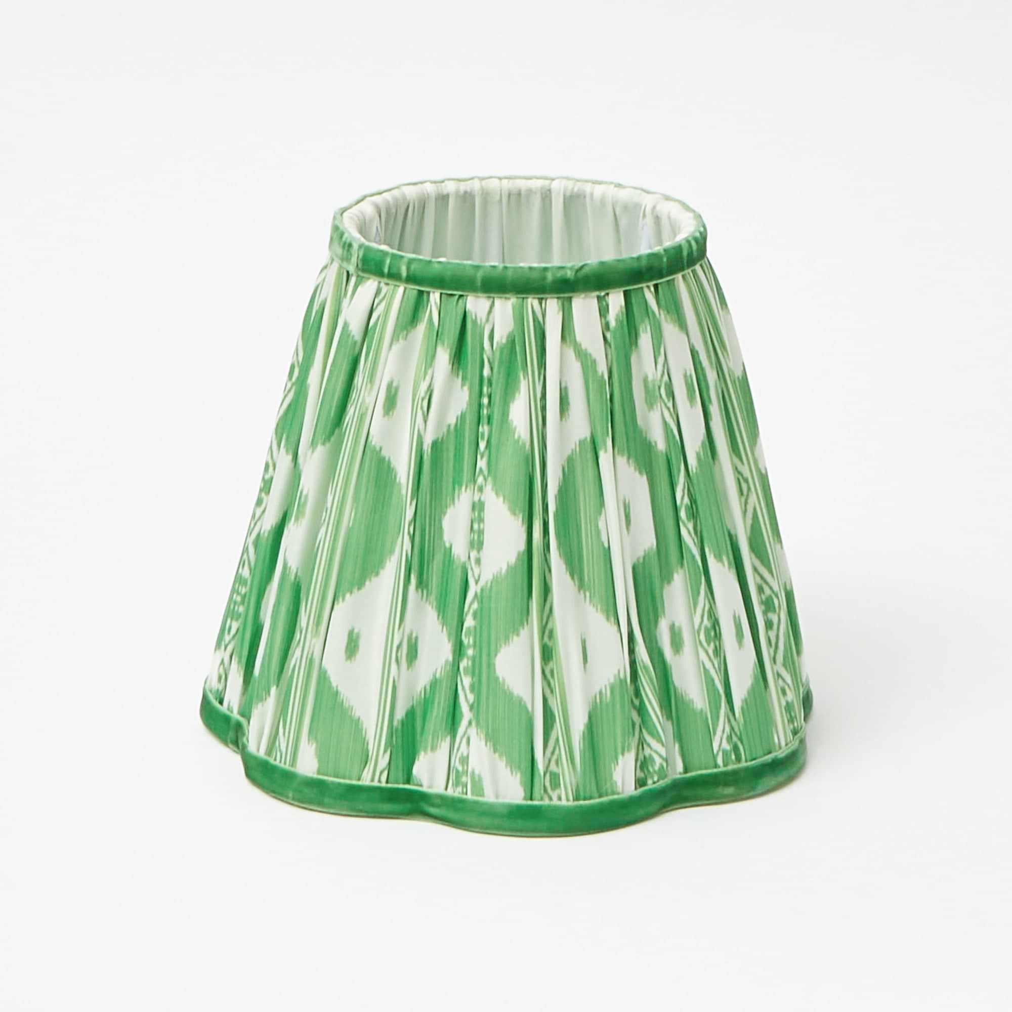Square Rechargeable Lamp with Green Ikat Shade (18cm)