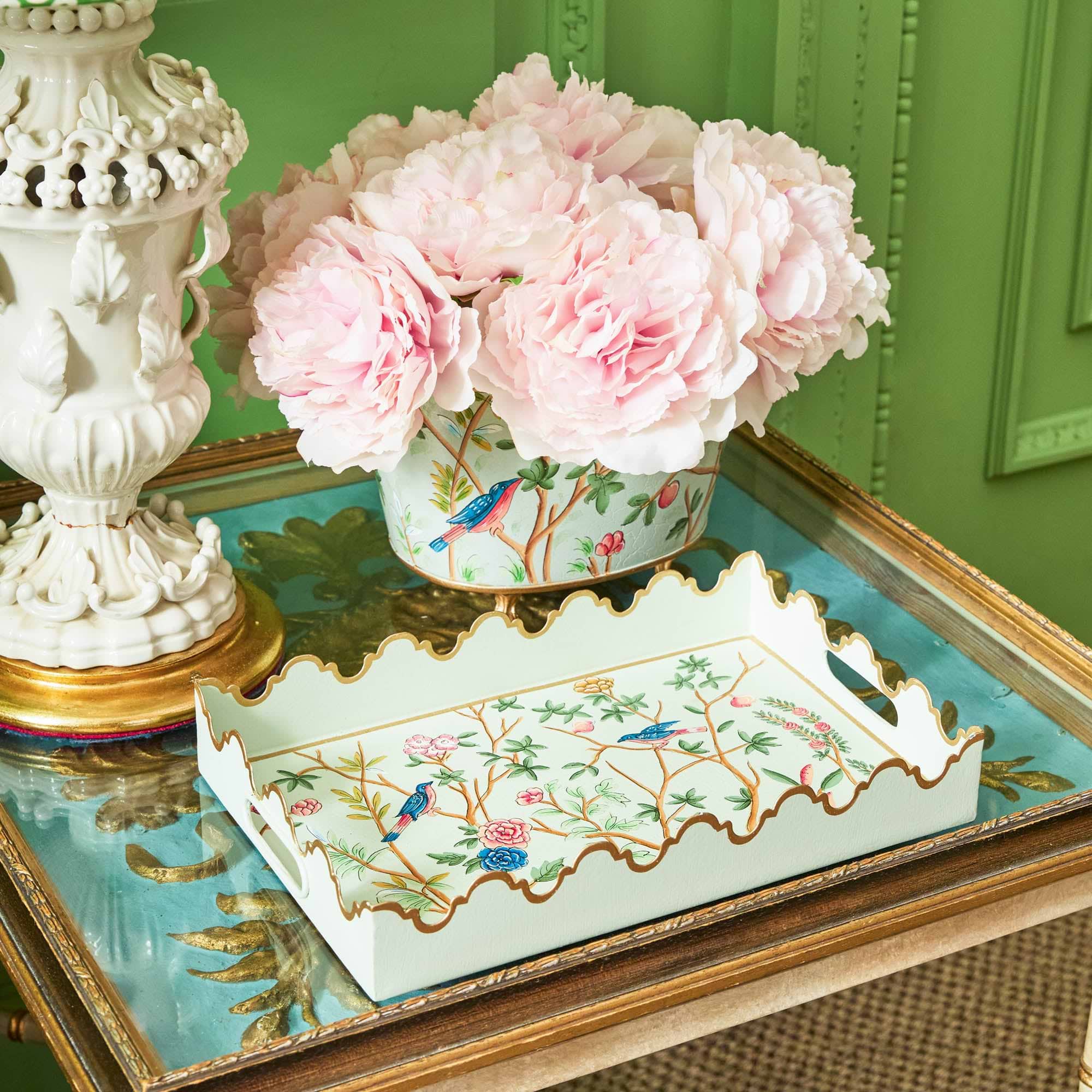 Green Chinoiserie Tole Planter