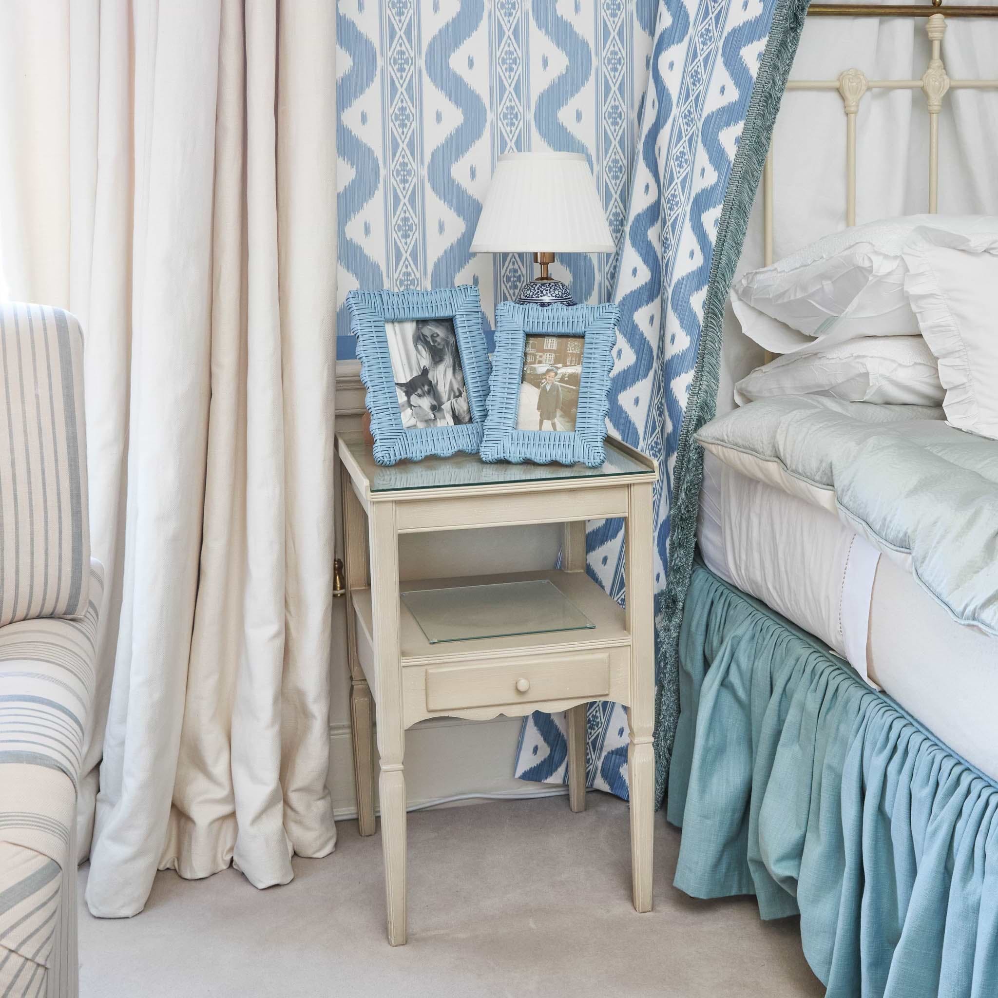 Blue Wicker Photo Frames (Set of 2)