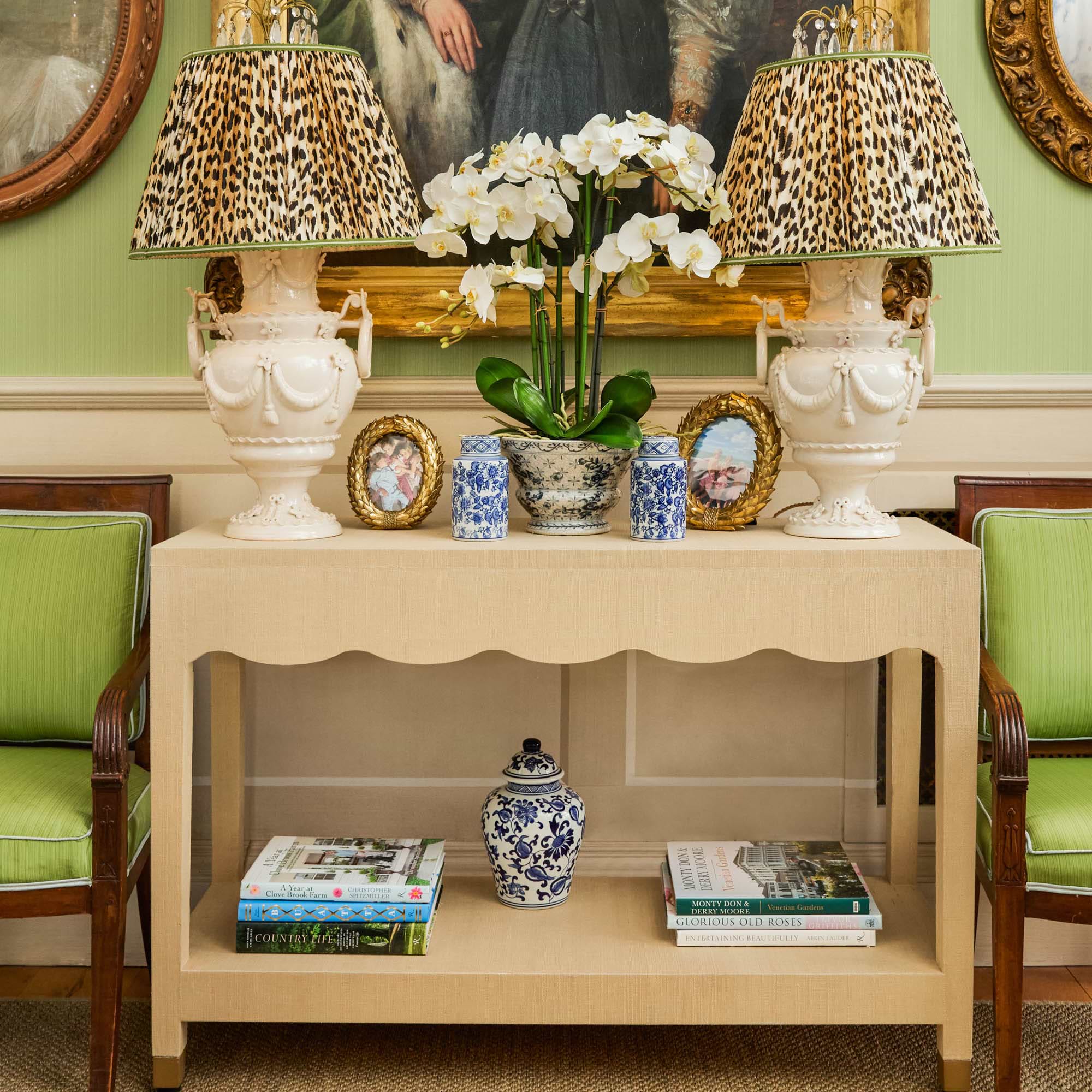 Grasscloth Console Table