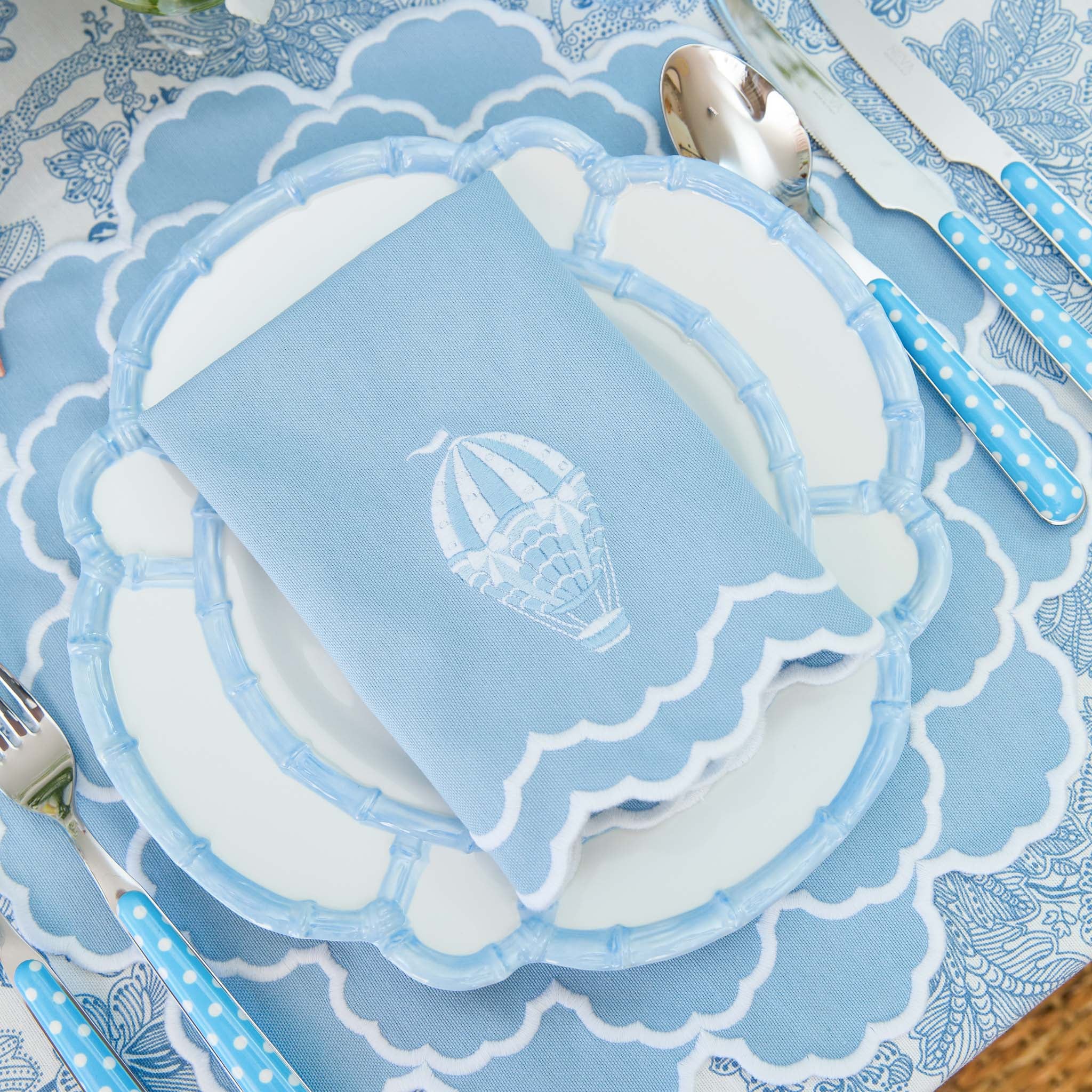 Nikki Hot Air Balloon Blue Napkins (Set of 4)
