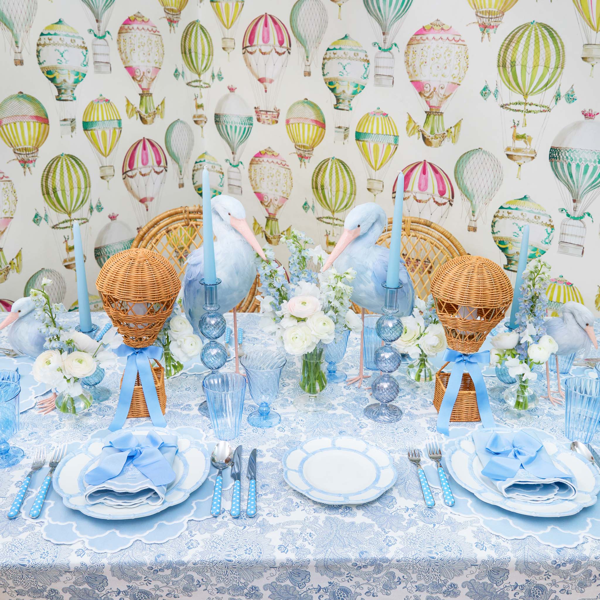 Nikki Hot Air Balloon Blue Napkins (Set of 4)