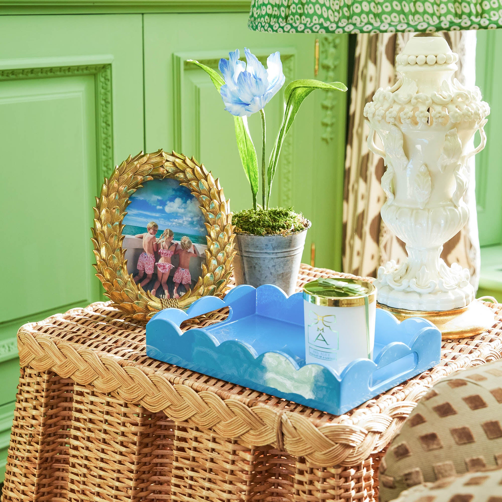 Small Blue Lacquer Scalloped Tray | Home Décor | Mrs. Alice