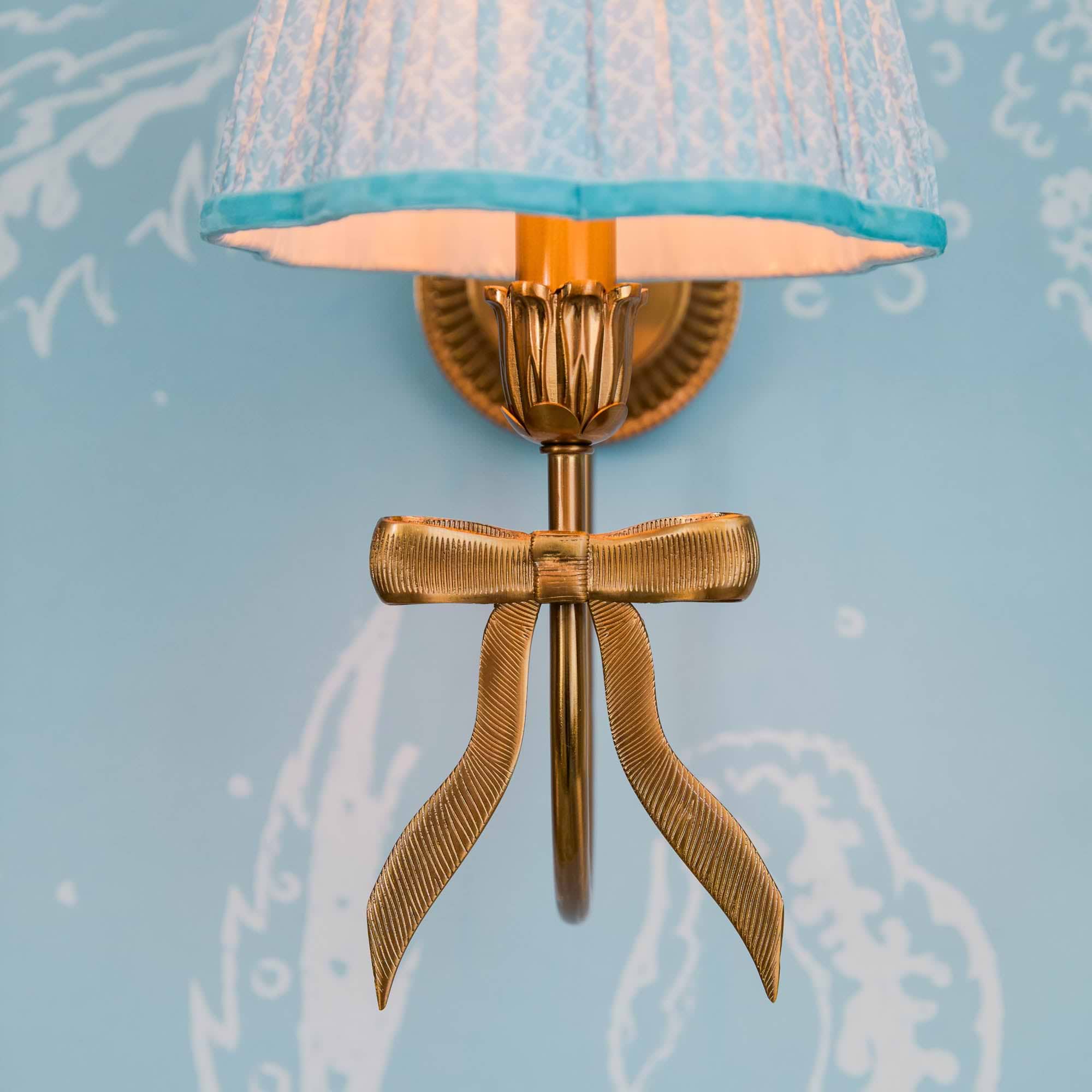 Marilyn Bow Rechargeable Wall Light with Soft Blue Lotus Shade (18cm)
